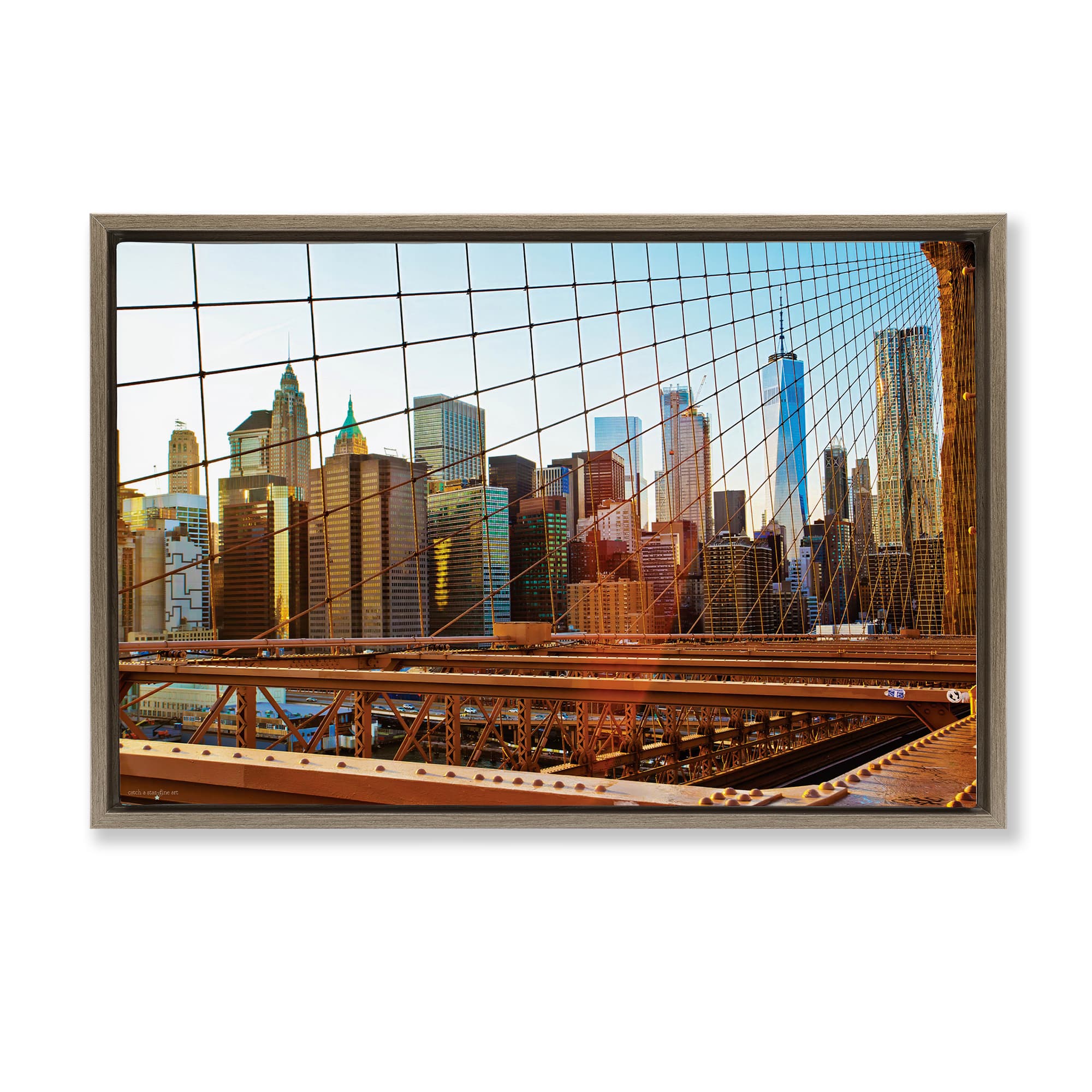 Stupell Industries BT-599-FFE-16X24 Cityscape Through Bridge Brown Framed Floater Canvas Wall Art By Seven Trees Design 25 x 17