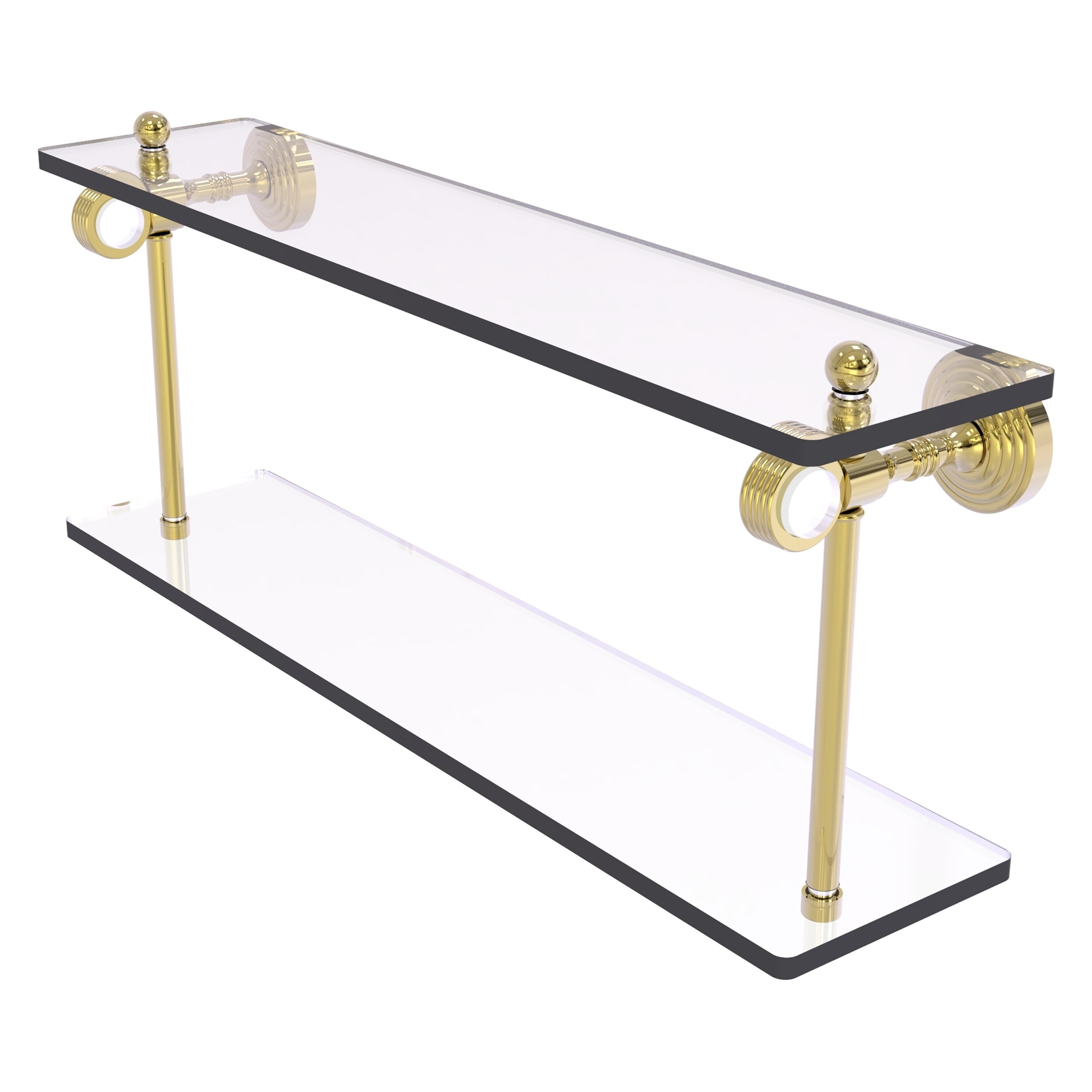 Allied Brass PG-2G-22-UNL Pacific Grove Unlacquered Brass 2 -Tier Wall mount Bathroom Shelf ( 22-in x 9.3-in x 5-in )