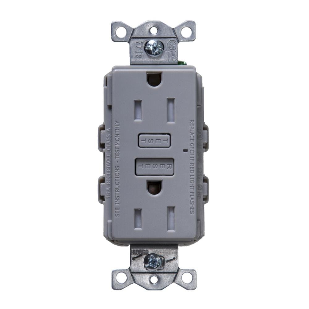 Hubbell GFT15GYZ 15-Amp 125-volt Tamper Resistant GFCI Residential/Commercial Decorator Outlet, Gray