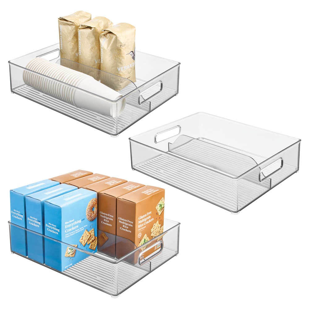 iDesign 29049M3 Divided Storage Bin for Fridge or Pantry - Set of 3 - Clear - Made in USA