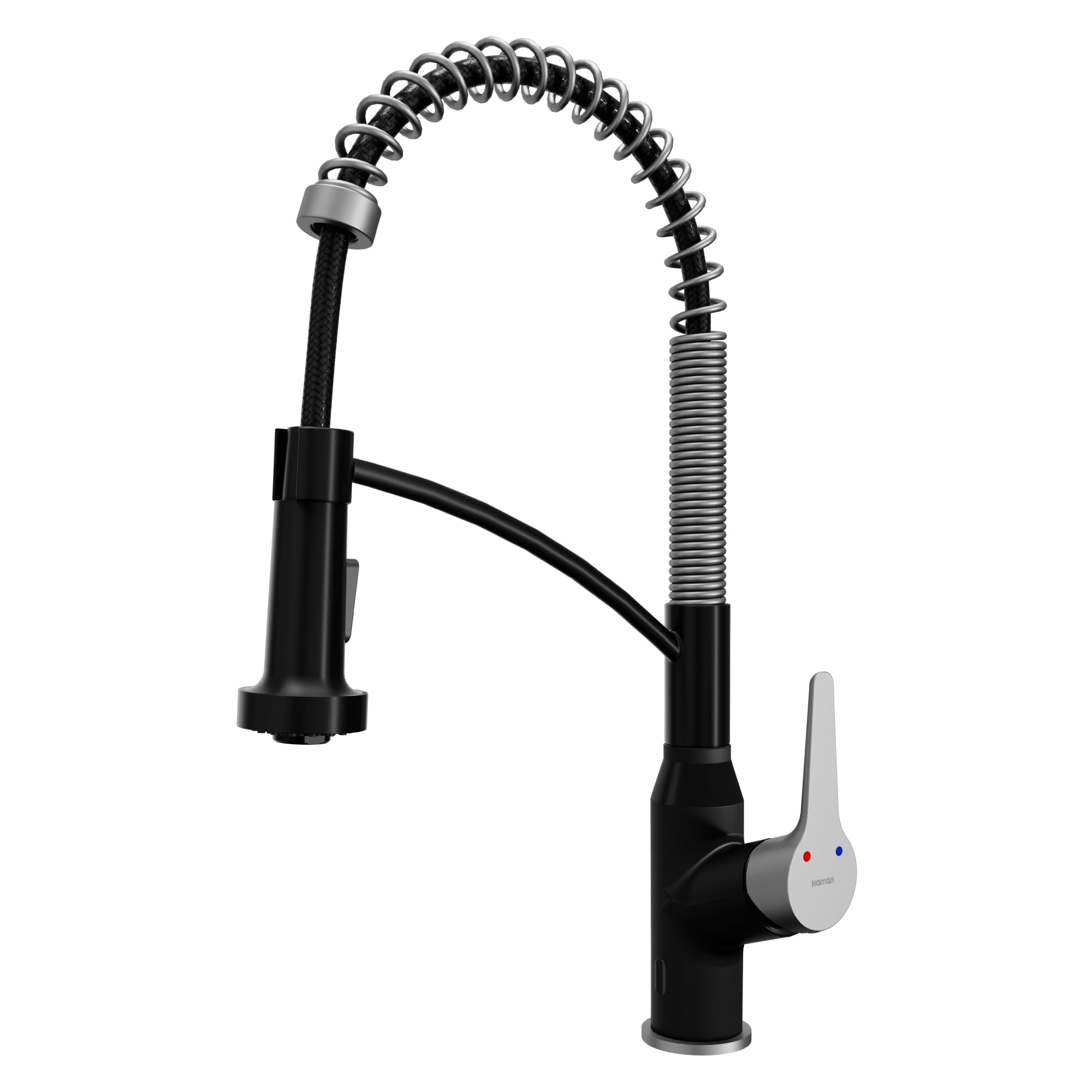 Karran KKF215MBSS Matte Black and Stainless Steel Single Handle Deck-mount Touchless Pull-down Kitchen Faucet with Sprayer