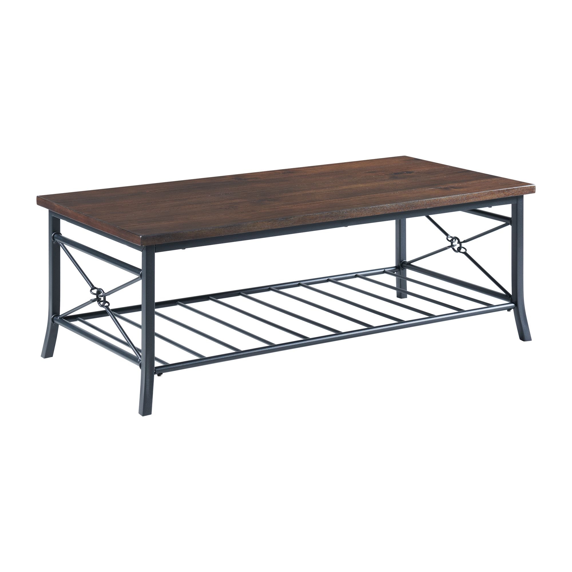 Percy Industrial Black and Brown 3-Piece Rectangular Occasional Table Set