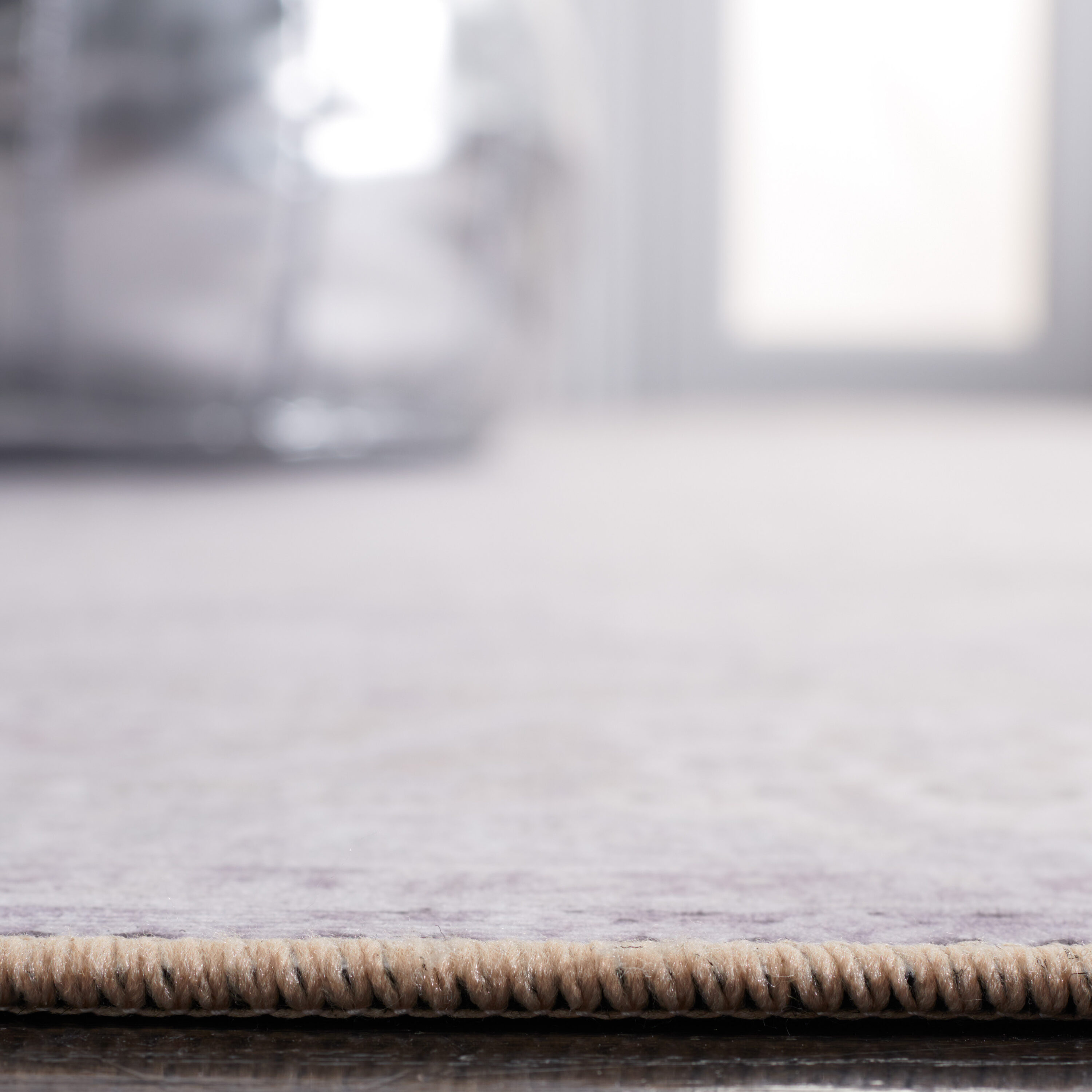 Ivory Rectangular Machine Washable Synthetic Area Rug