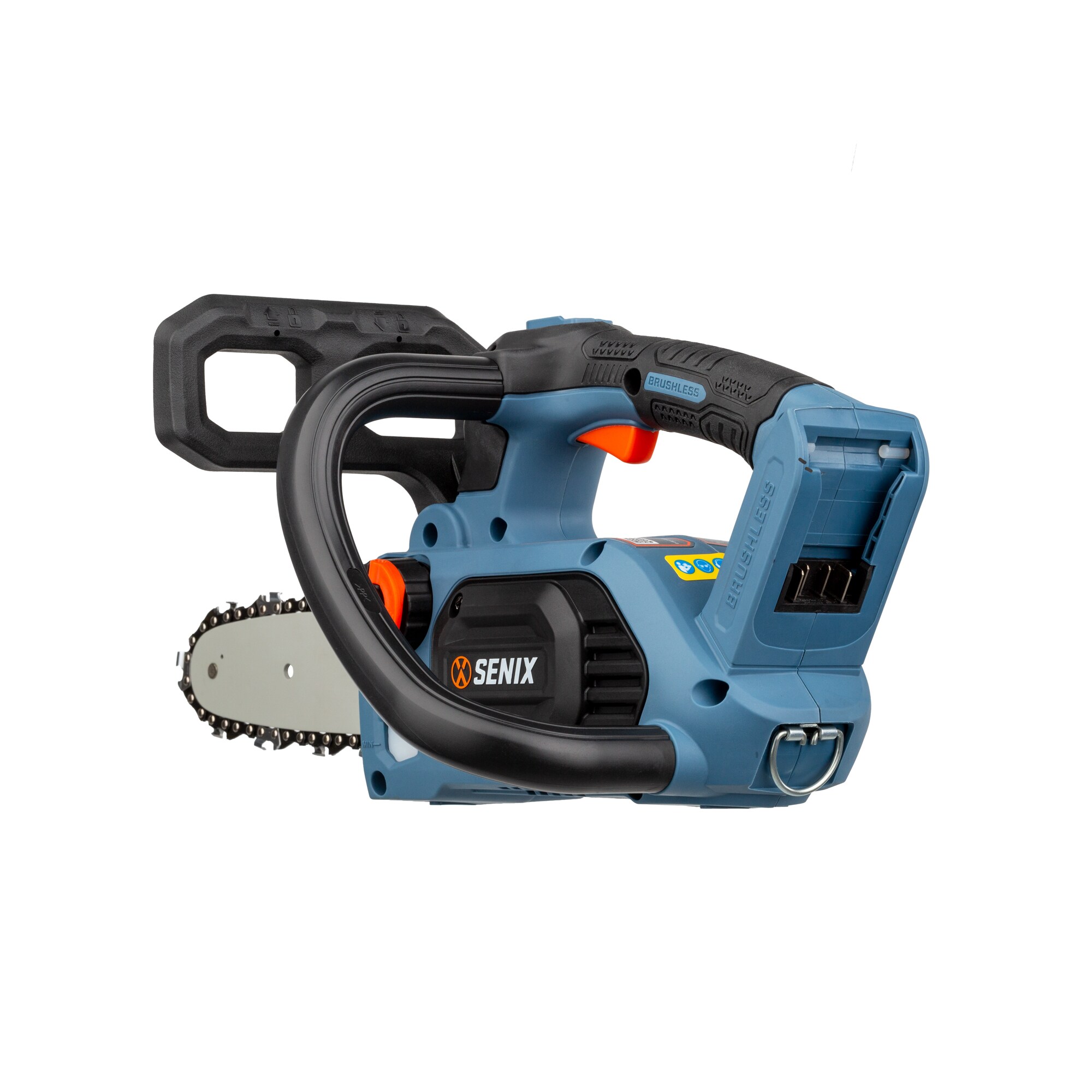 Senix 20 Volt MAX* 10-Inch Cordless Brushless Chainsaw (Battery and Charger Included), Csx2-m, Blue