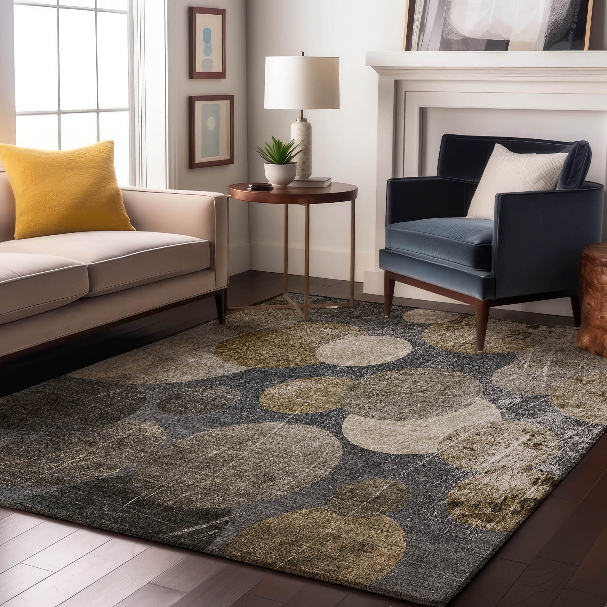Addison Rugs AMF556GE8RO Mayfield AMF556GE 8 x 8 (ft) Loomed Polyester Green Round Indoor Geometric Machine washable Area rug