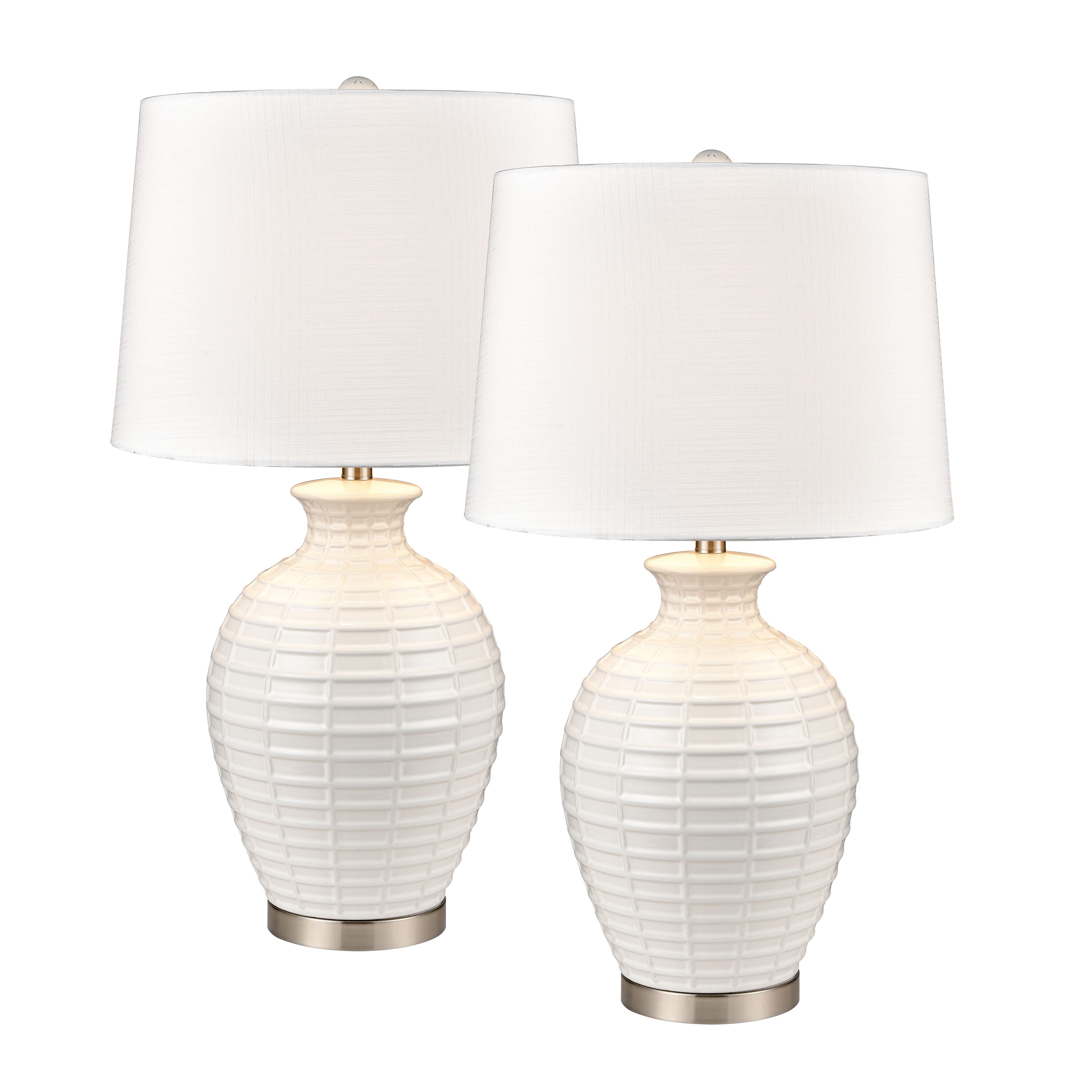 Westmore by ELK Lighting LW-202331321 Round 10-in White Glazed 3-way Table Lamp with Fabric Shade