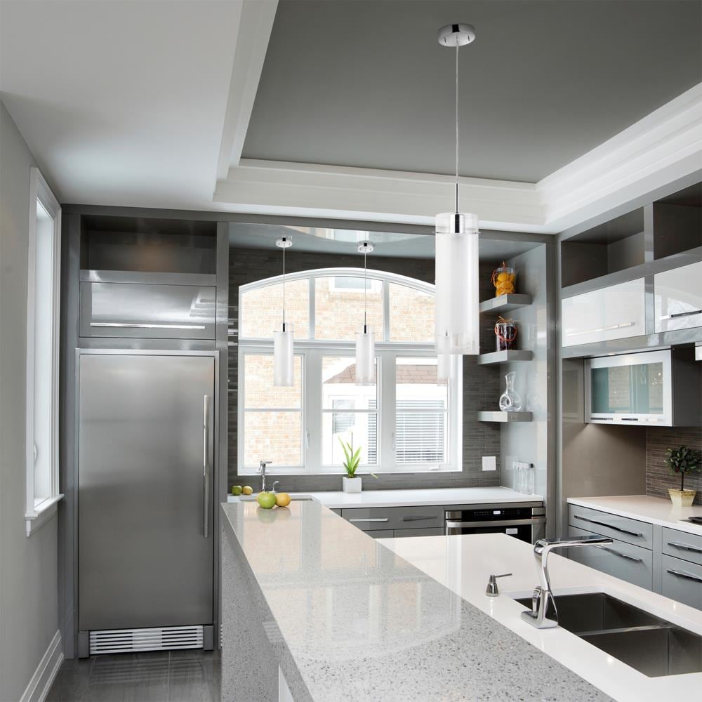 Sydney Polished Chrome and Alabaster Glass Pendant Light