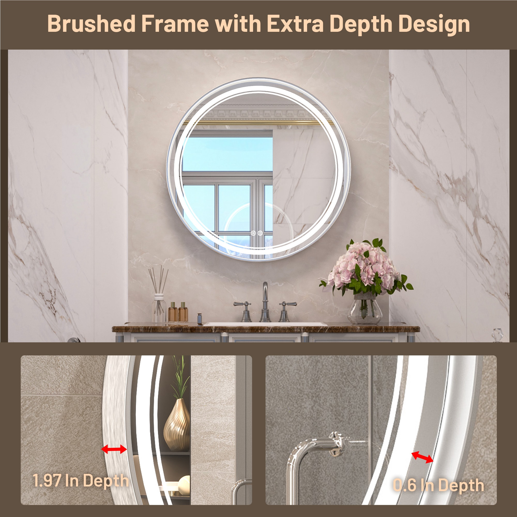 Keonjinn LW-JZ-ZG-MR61-SI Framed-Bath-Mirrors - View #2