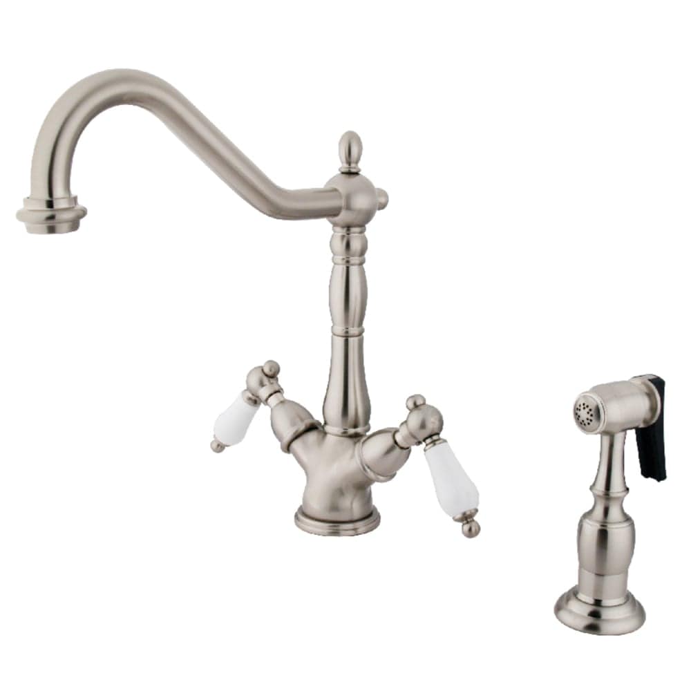 Kingston Brass  KS123.PLBS Heritage 1.8 GPM Single Hole Kitchen Faucet  Includes Side Spray