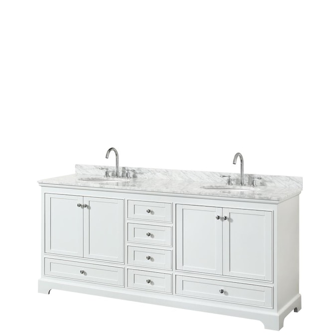 Undermount Double Sink Bathroom Vanity, 80 Inch White Vanity With Top