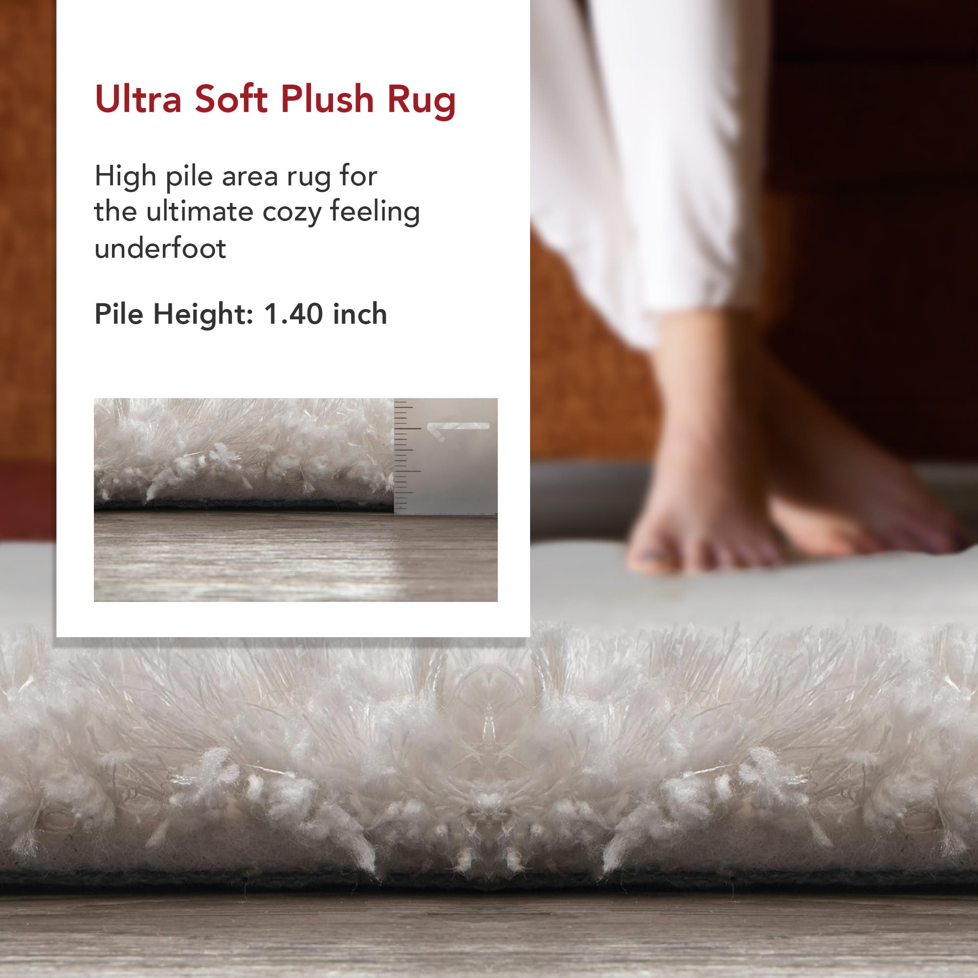 Isabel Swirl Off-White Tufted Shag Area Rug, 7'6" x 9'6"