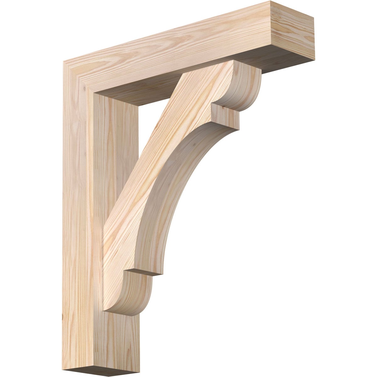 Ekena Millwork 1463742 Olympic Block Smooth Bracket with Offset Brace 5-1/2-in x 22-in x 26-in Douglas fir Brown Wood Standard bracket