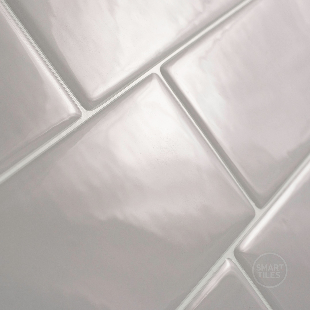 smart tiles Metro Carrera Gray 11.56 in. x 8.38 in. Vinyl Peel and