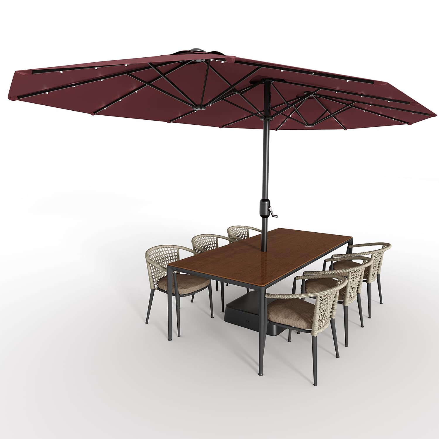 15 ft rectangular patio umbrella with solar lights Kozyard 15 FT Rectangular Double-Sided Patio Umbrella with Solar Light –  Kozyard LLC main image 0