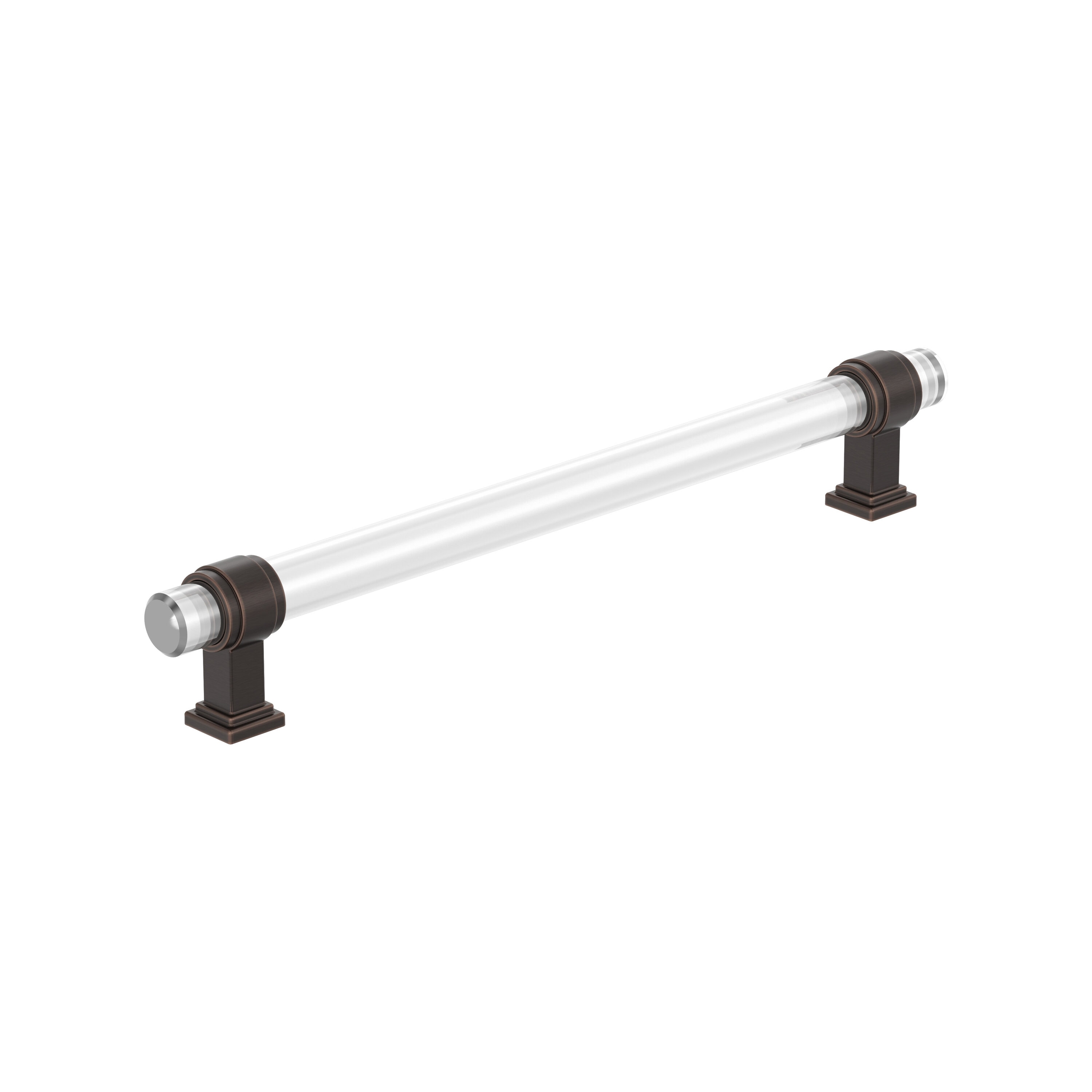 Amerock BP36661CORB Glacio 8-in , 203mm Center to Center Clear/Oil-Rubbed Bronze Cylindrical Bar