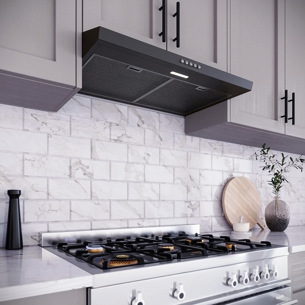 Winflo 30-in 301-CFM Convertible Stainless Steel Under Cabinet Range Hoods Undercabinet Mount with Charcoal Filter | LRU08C30C