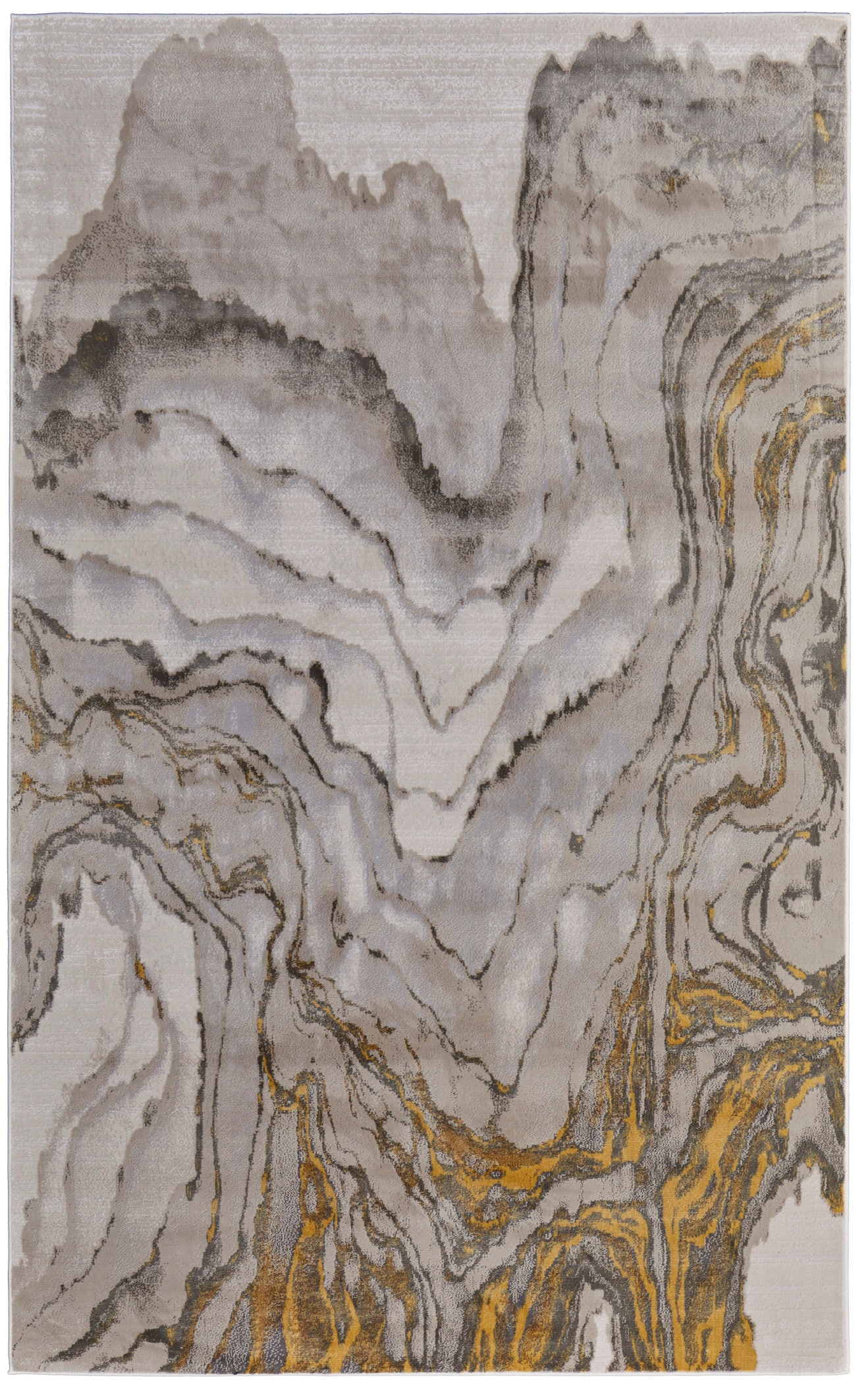 Room Envy 735R3602IVY000H13 Vanhorn 10 x 13 (ft) Loomed Polypropylene Goldenrod/Birch Rectangular Indoor Geometric Mid-Century Modern Area rug