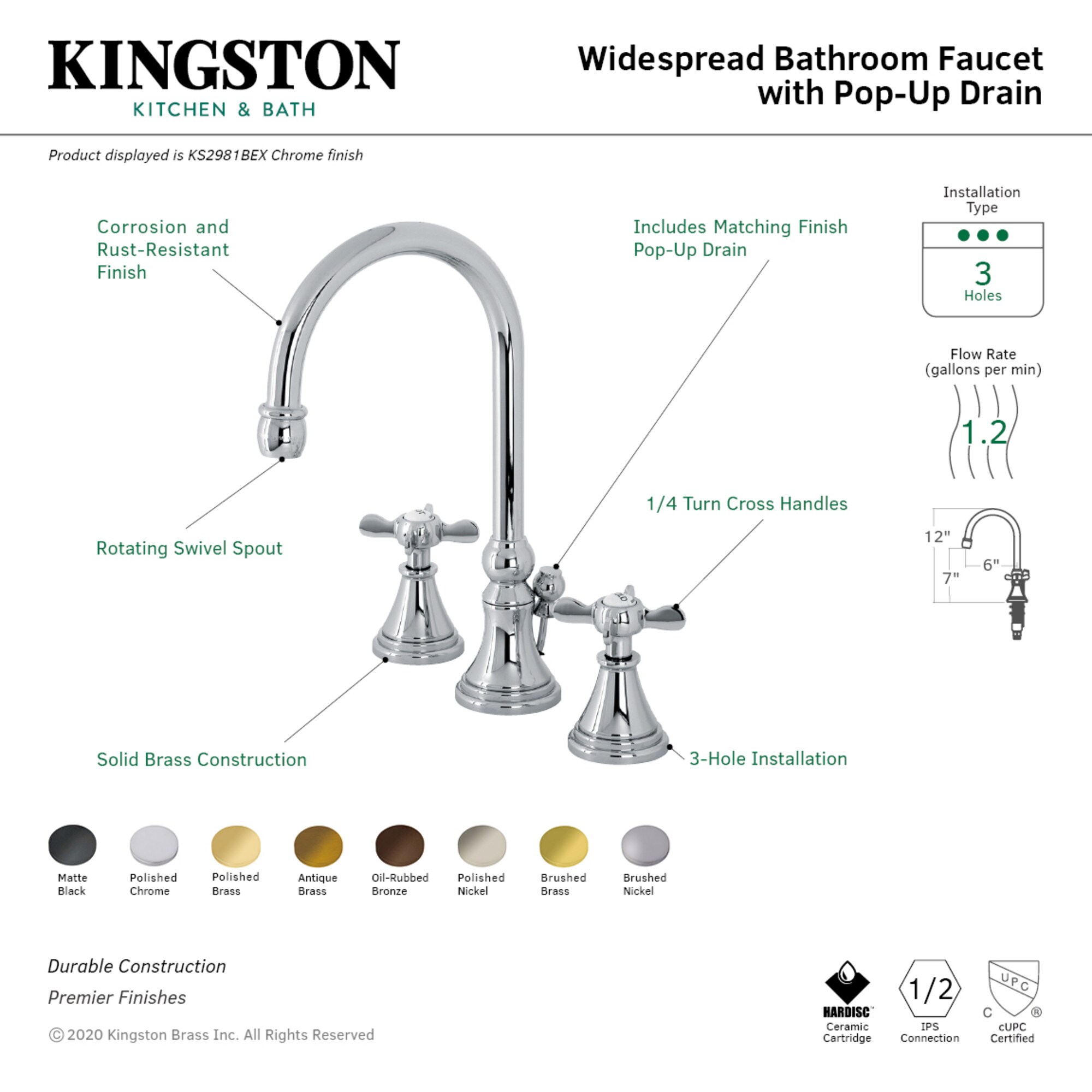 Kingston Brass WLKS2982BEX Lavatory-Faucets - View #3