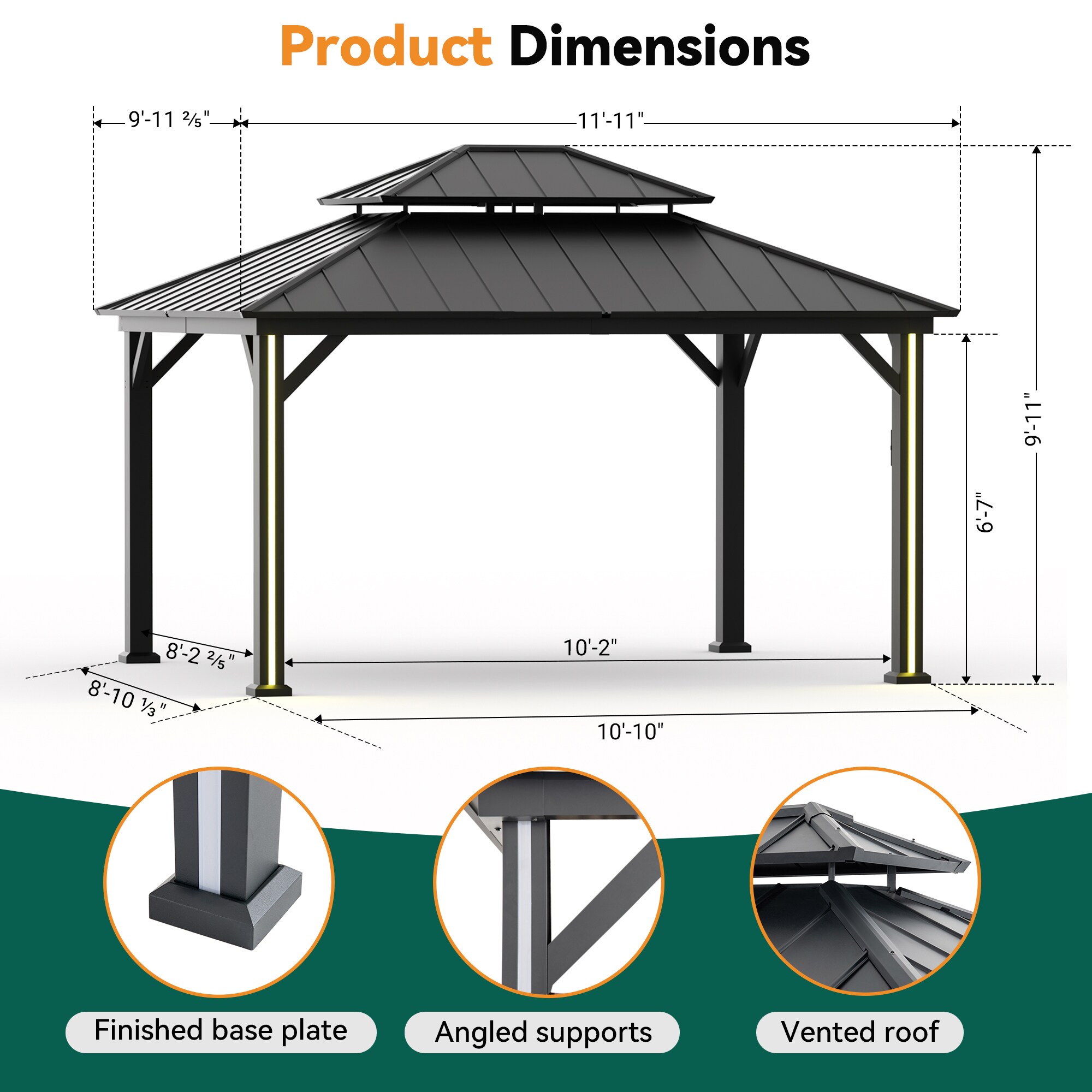 ELEVATE OUTDOORS IG10600042-1012 Wood-Resin-Gazebos - View #2