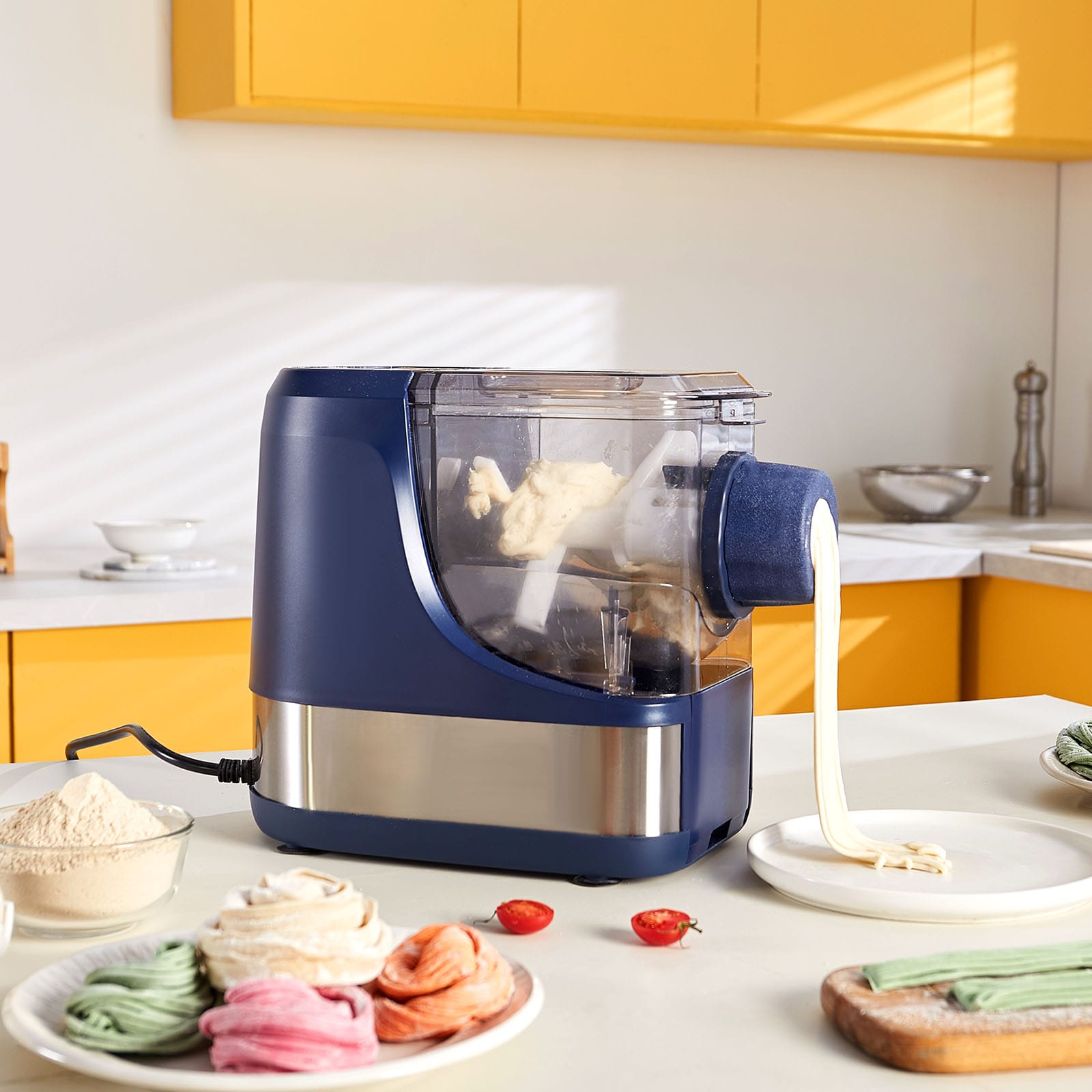 Stainless Steel Electric Pasta Maker with Adjustable Thickness Settings