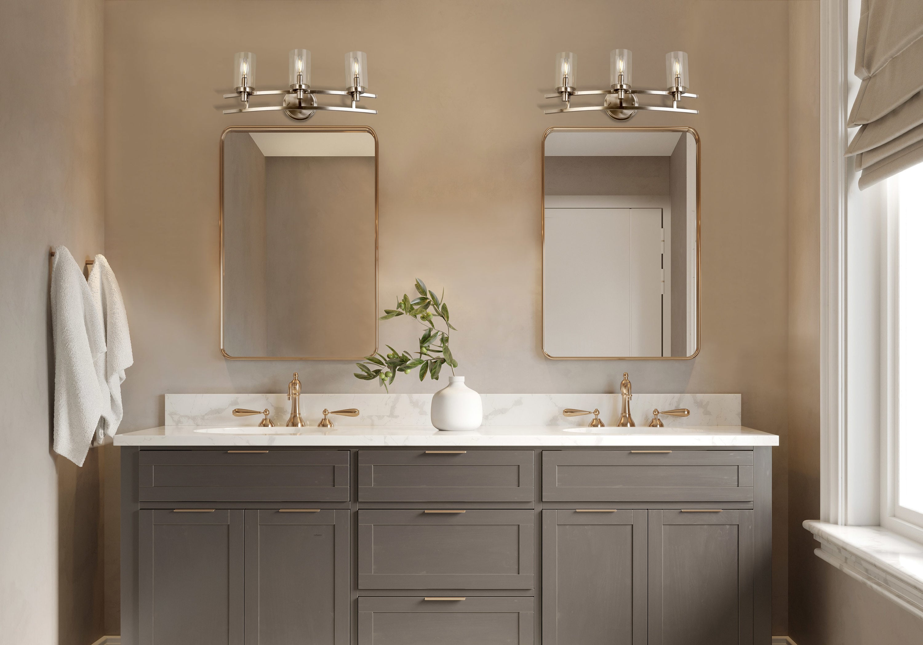 allen + roth Charlotte 22-in 3-Light Brushed Nickel Rustic Vanity Light ...