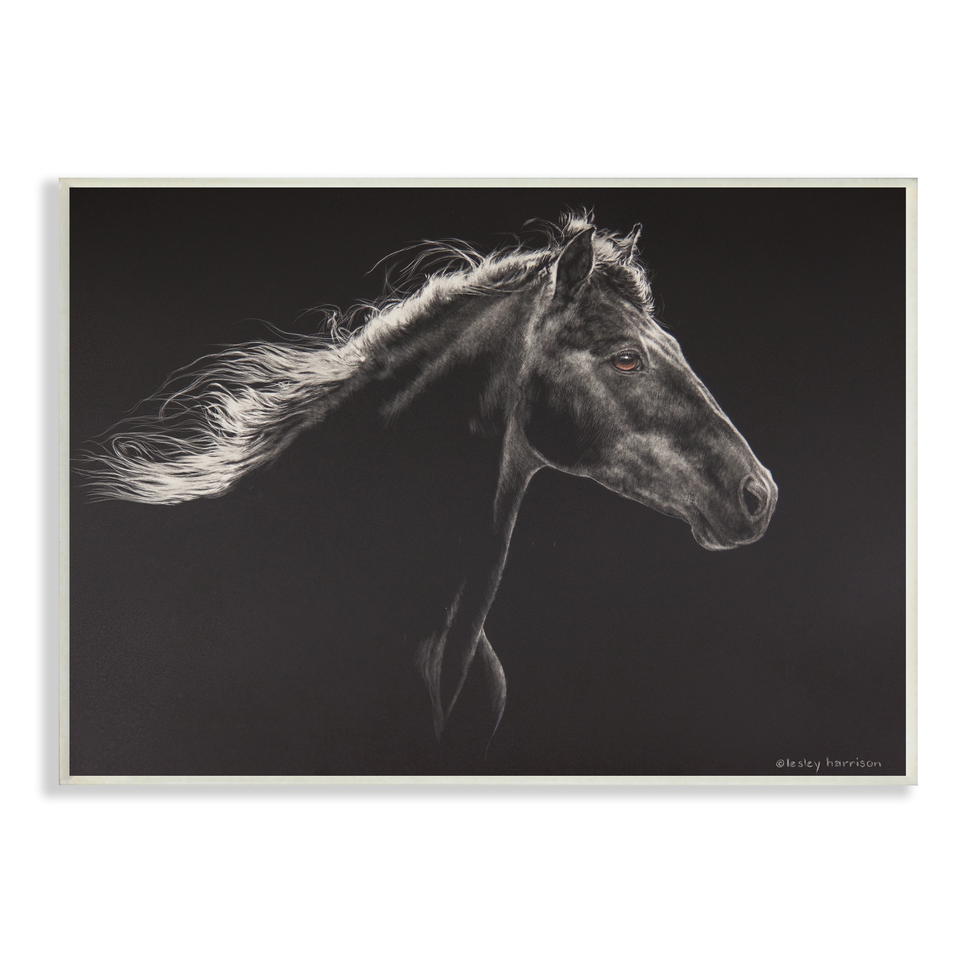 Strong Equestrian Portrait Minimal Black Horse Loni Harris 19-in H x 13-in W Animals Print | - Stupell Industries AE-935-WD-13X19