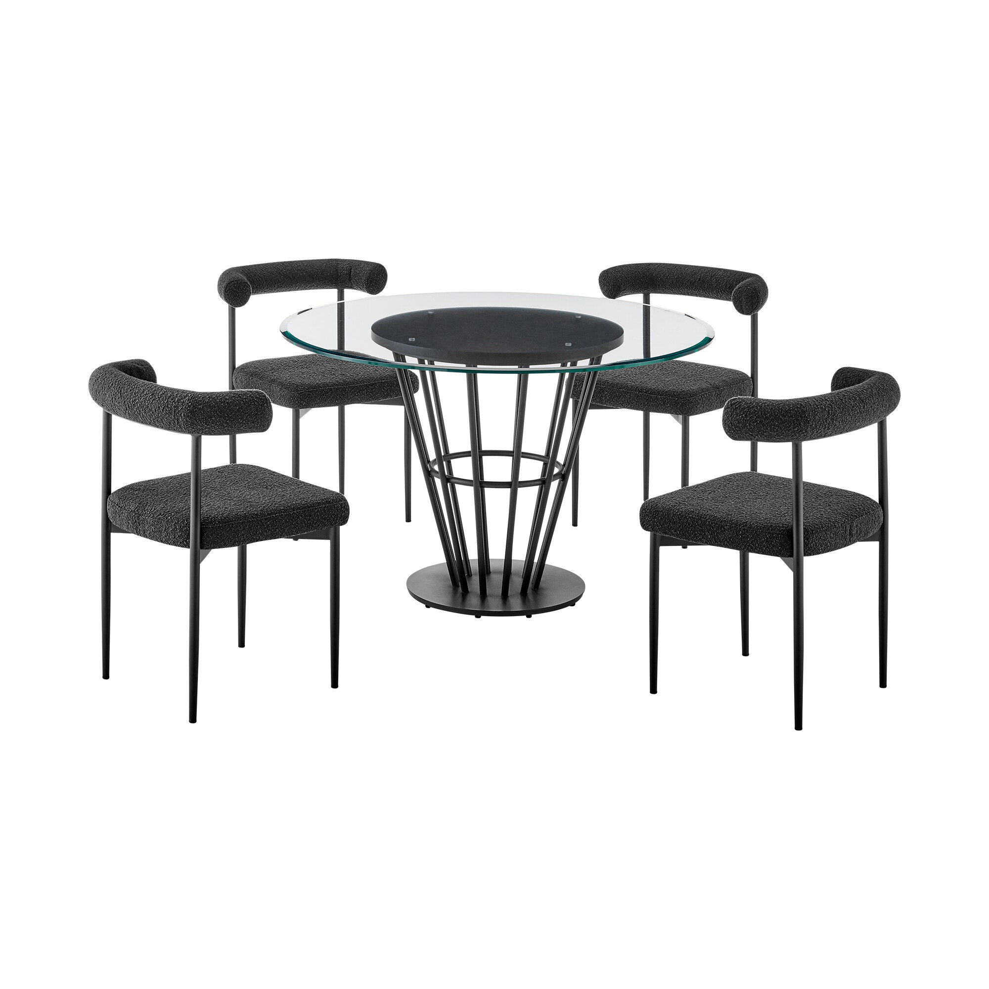 Armen Living SETVRDI5BLK Black Contemporary/Modern Dining Room Set with Round Table ( Seats 4 )
