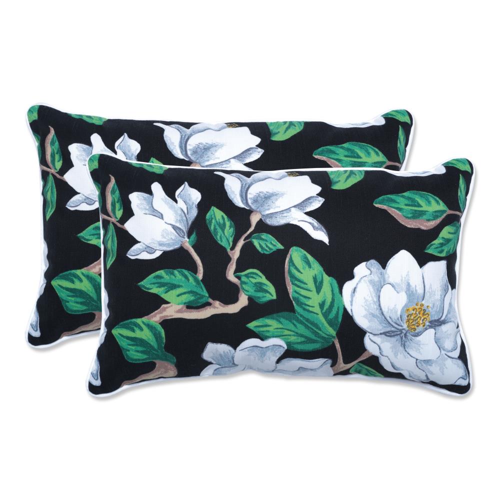 Pillow Perfect 690209 Magnolia Black Rectangular Throw Pillow (Set of 2) Graphic Print Black Square Throw Pillow