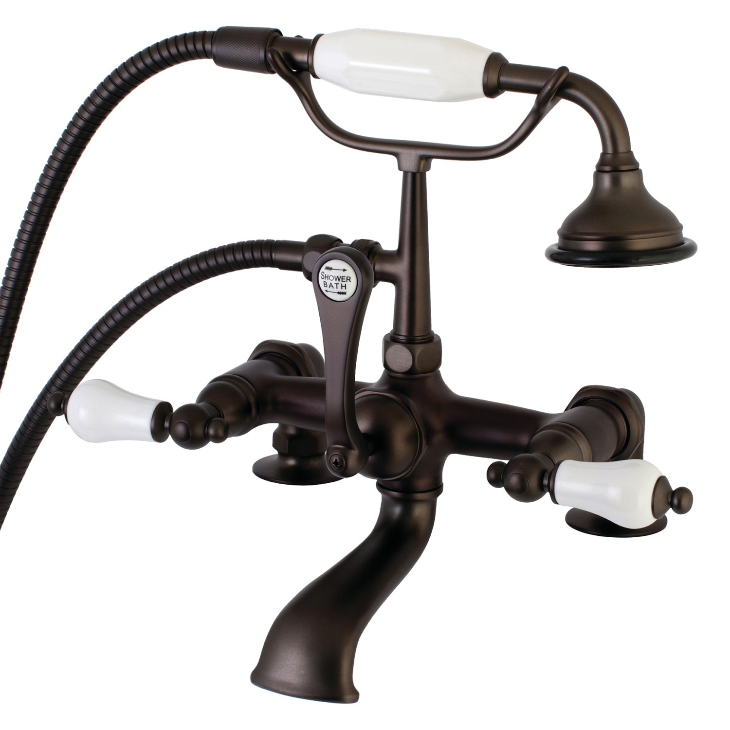 Kingston Brass Vintage Oil Rubbed Bronze 2 Handle Deck Mount Roman Low Arc Bathtub Faucet With 4099