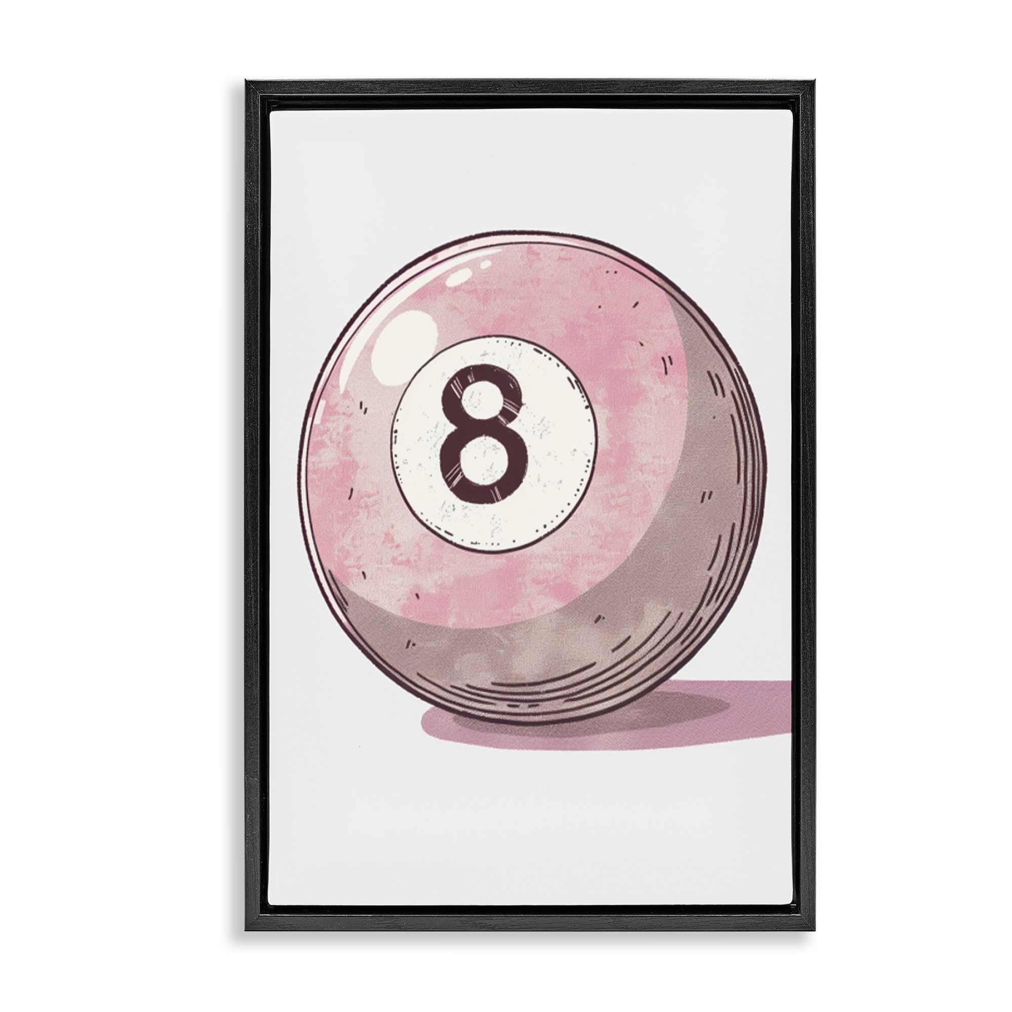Stupell Industries BT-664-FFB-16X24 Pastel Eight Ball Black Framed Floater Canvas Wall Art design by LSR Design Studio 17 x 25