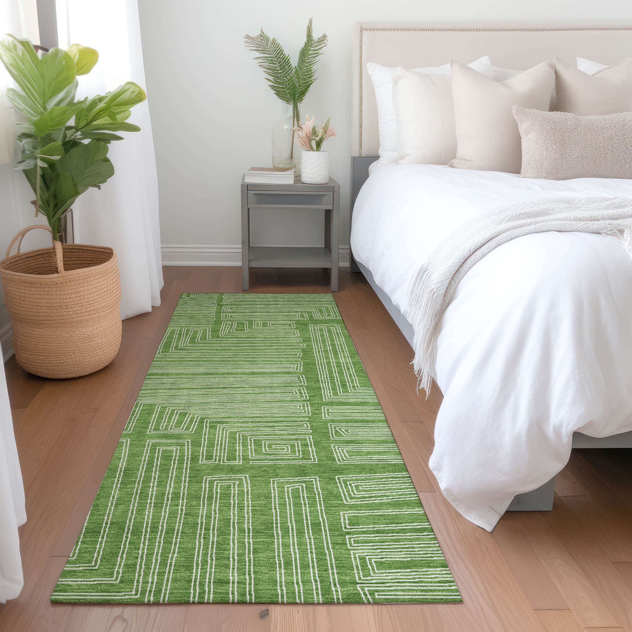 Addison Rugs ACN1045GE2X8 Chantille ACN1045GE 2 x 7 (ft) Polyester Green Rectangular Indoor/Outdoor Geometric Machine washable Runner rug
