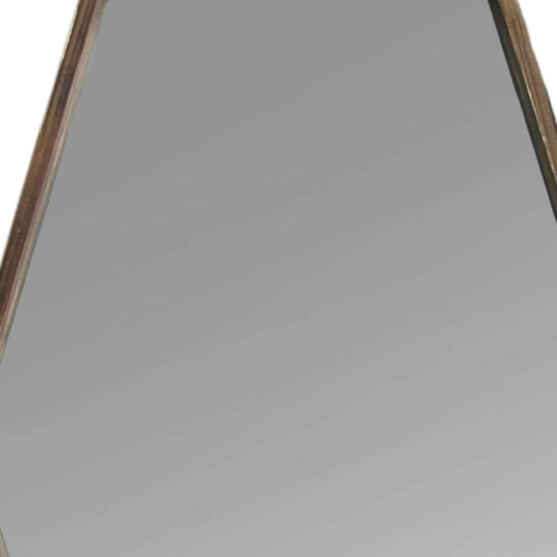 Dark Wood Hexagonal Frame Wall Mirror