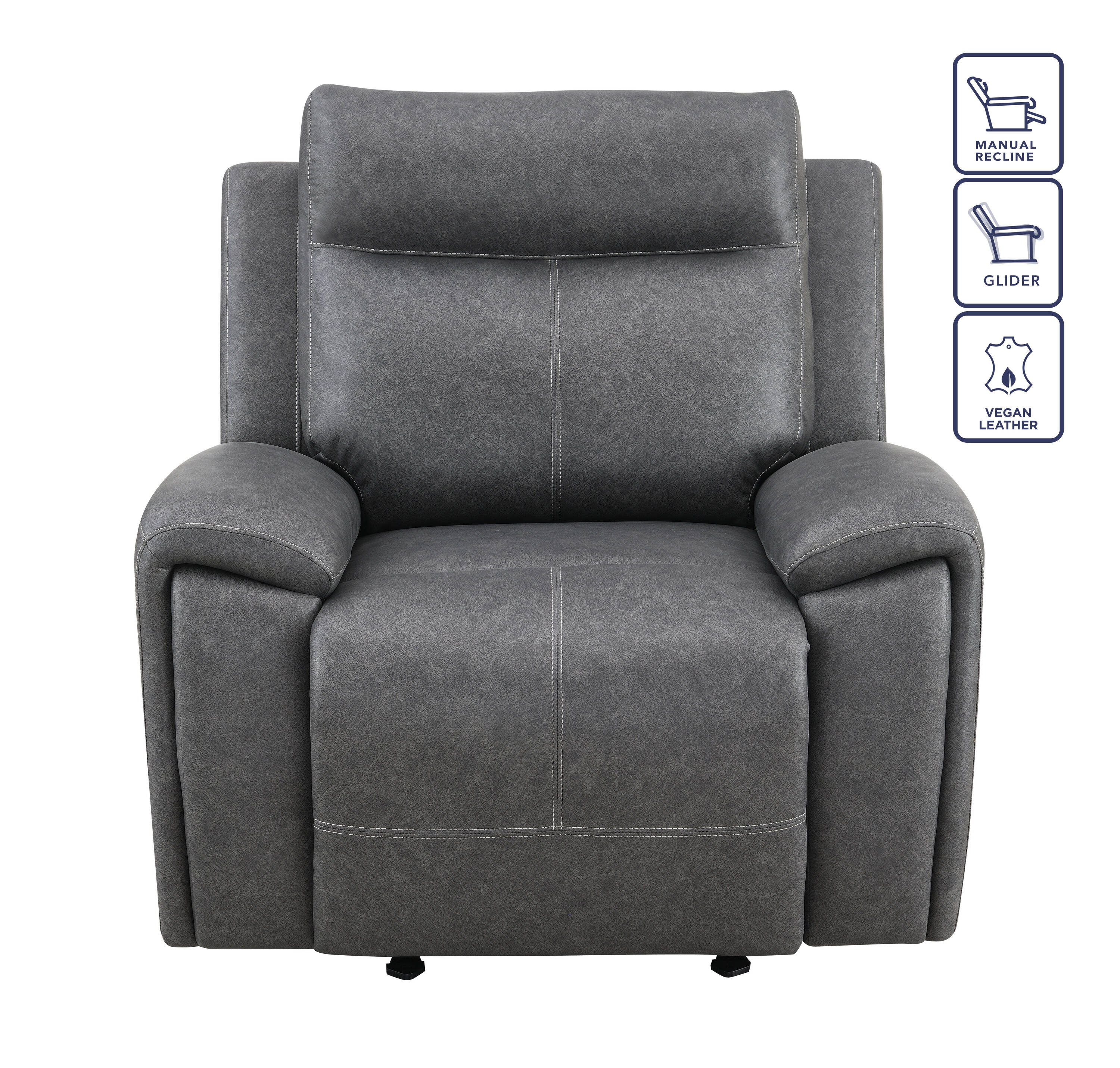 Steve Silver GAS800GC Gray Faux leather Upholstered Tufted Powered Reclining Recliner