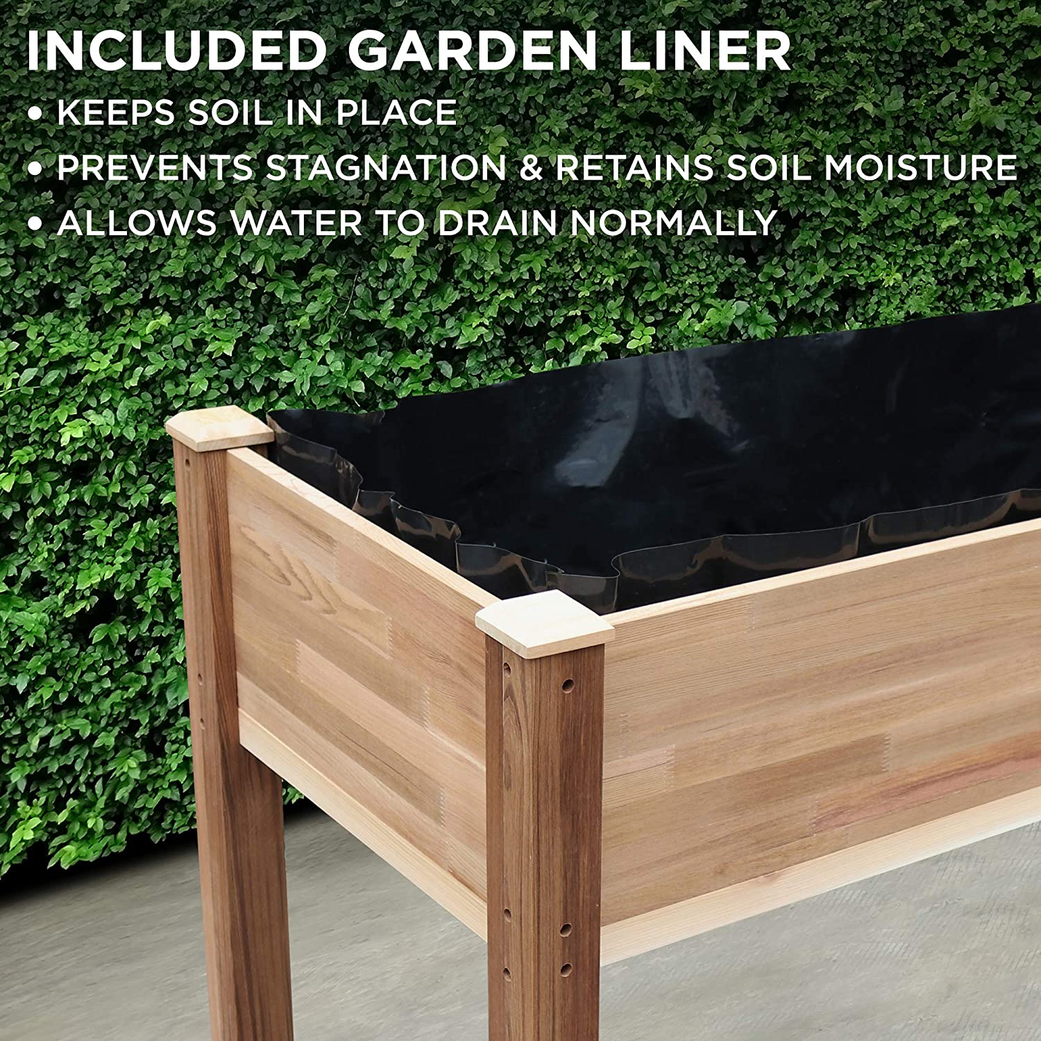 Raised Garden Bed, Elevated Wood Garden Planter Stand - 72x23x30in