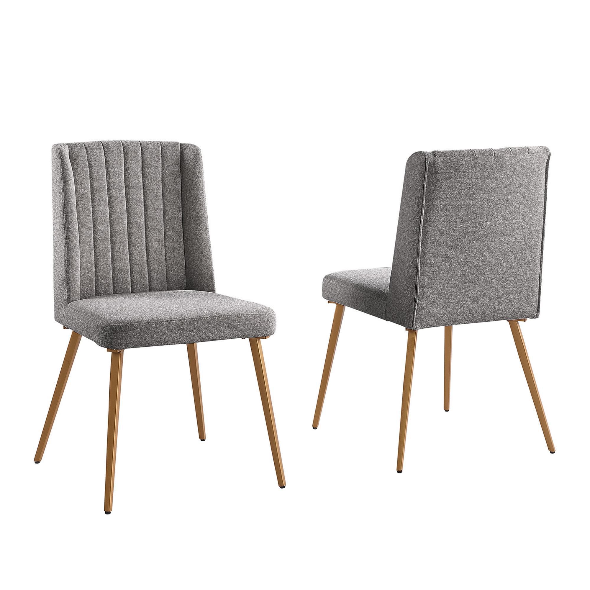 FARATI D2002DC-GREY Set of 2 Contemporary/Modern Upholstered Dining Side Chair (Metal Frame)
