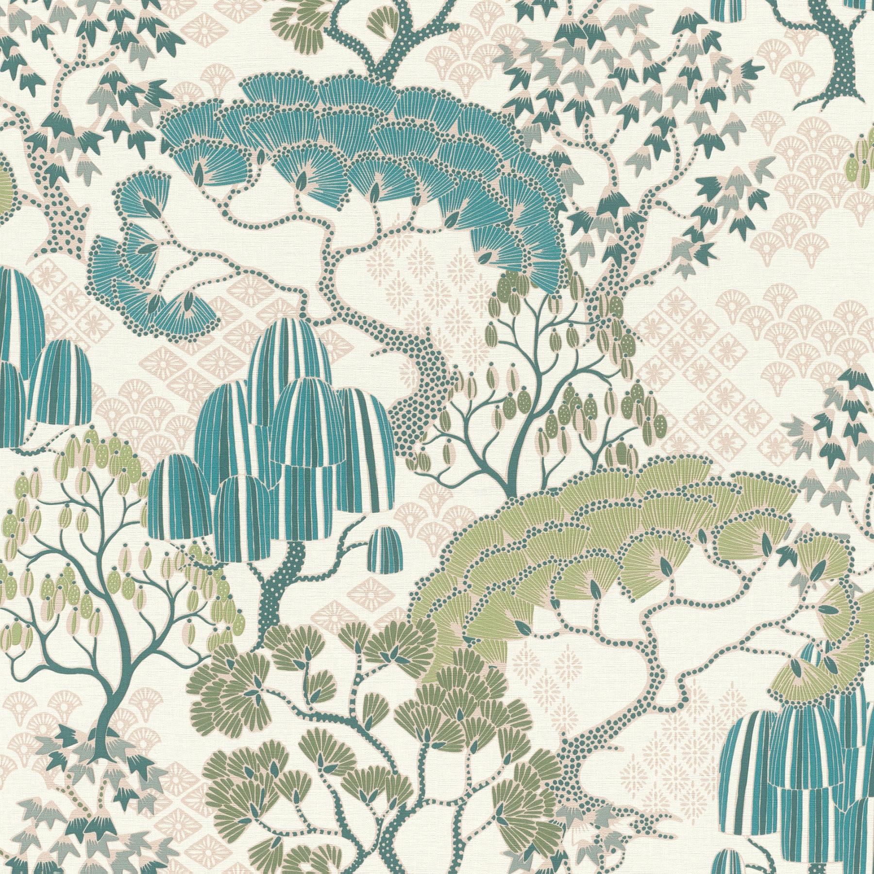 Rasch RH691108 57.5-Sq. Feet Blue Vinyl Ivy/Vines Unpasted Wallpaper