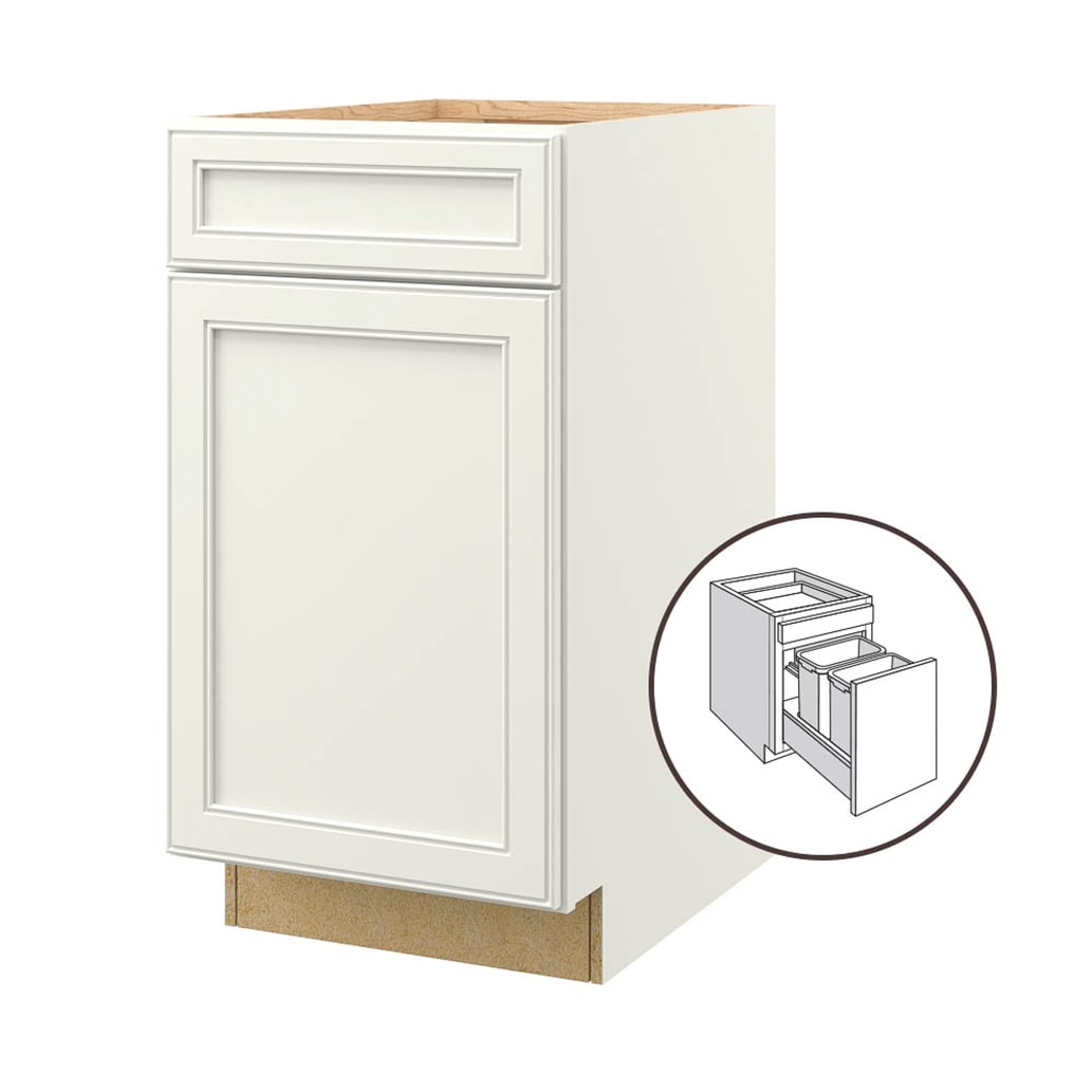 allen + roth McKeller 18-in W x 34.5-in H x 24-in D Linen 1-Drawer Pull-out Wastebasket Base Fully Assembled Cabinet (Flat Panel Square Style) in -  1576MK