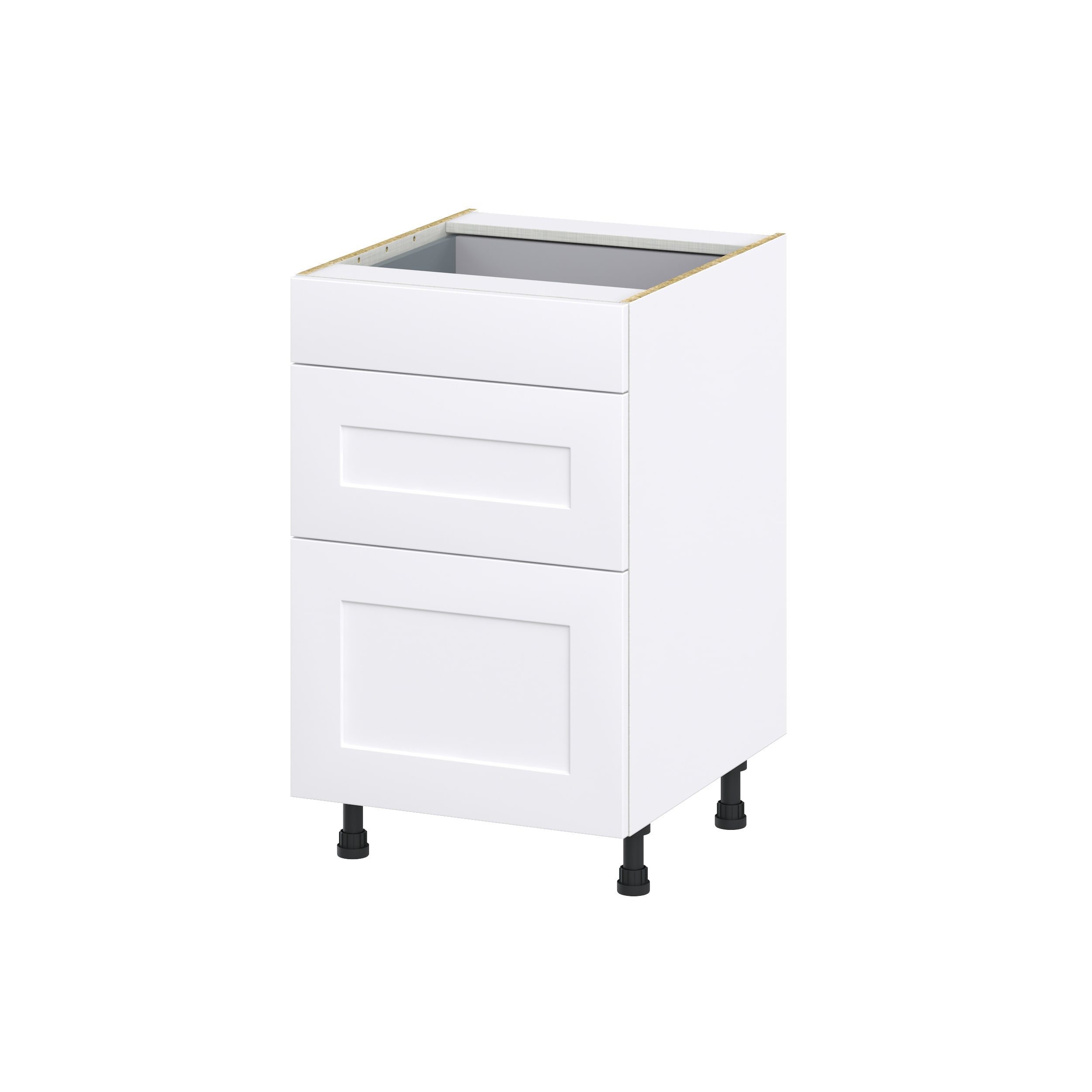 Hugo&Borg DSB3D21-JO Jolie 21-in W x 34.5-in H x 24-in D Warm White 3 -Drawers Drawer Base Fully assembled Cabinet (Recessed Panel Shaker)