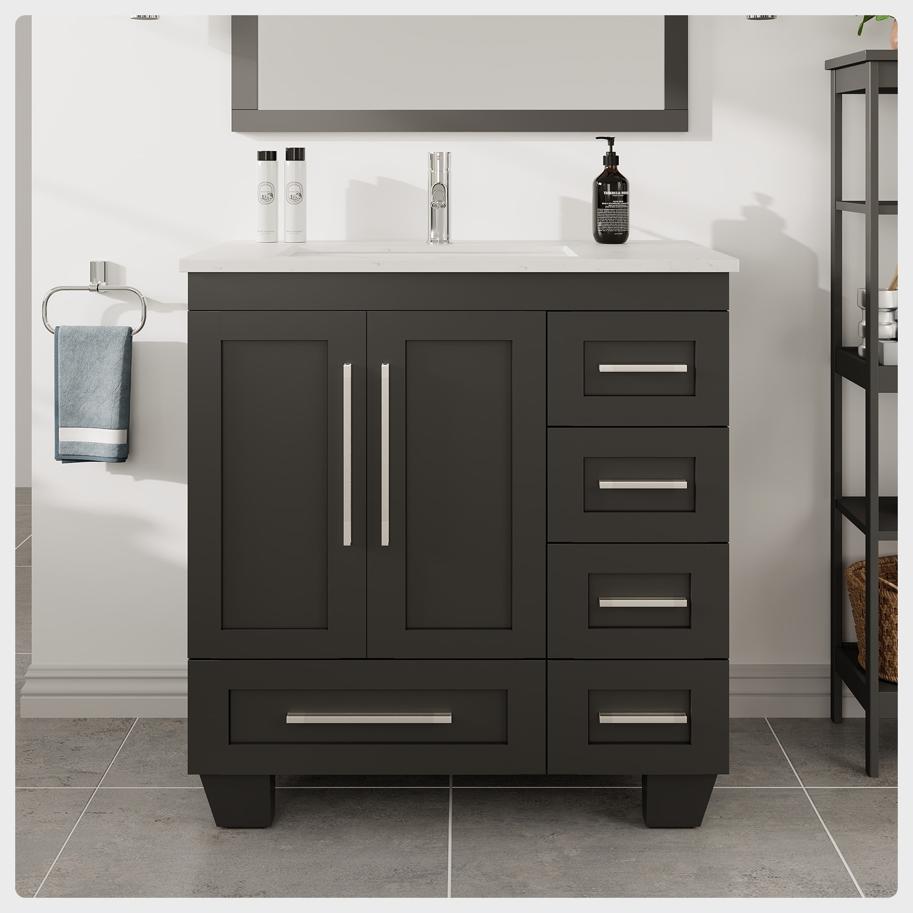 Eviva EVVN999-30ES-Q Loon 30-in Espresso Undermount Single Sink Bathroom Vanity with White Quartz Top