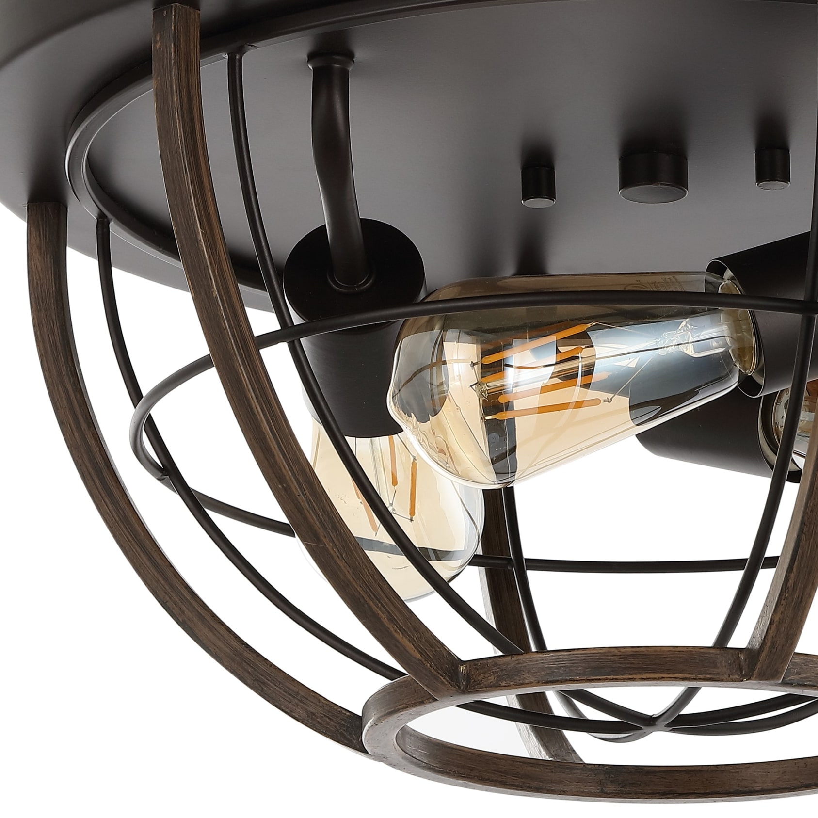 Lyla 15.75" Black Rustic Farmhouse Iron LED Flush Mount