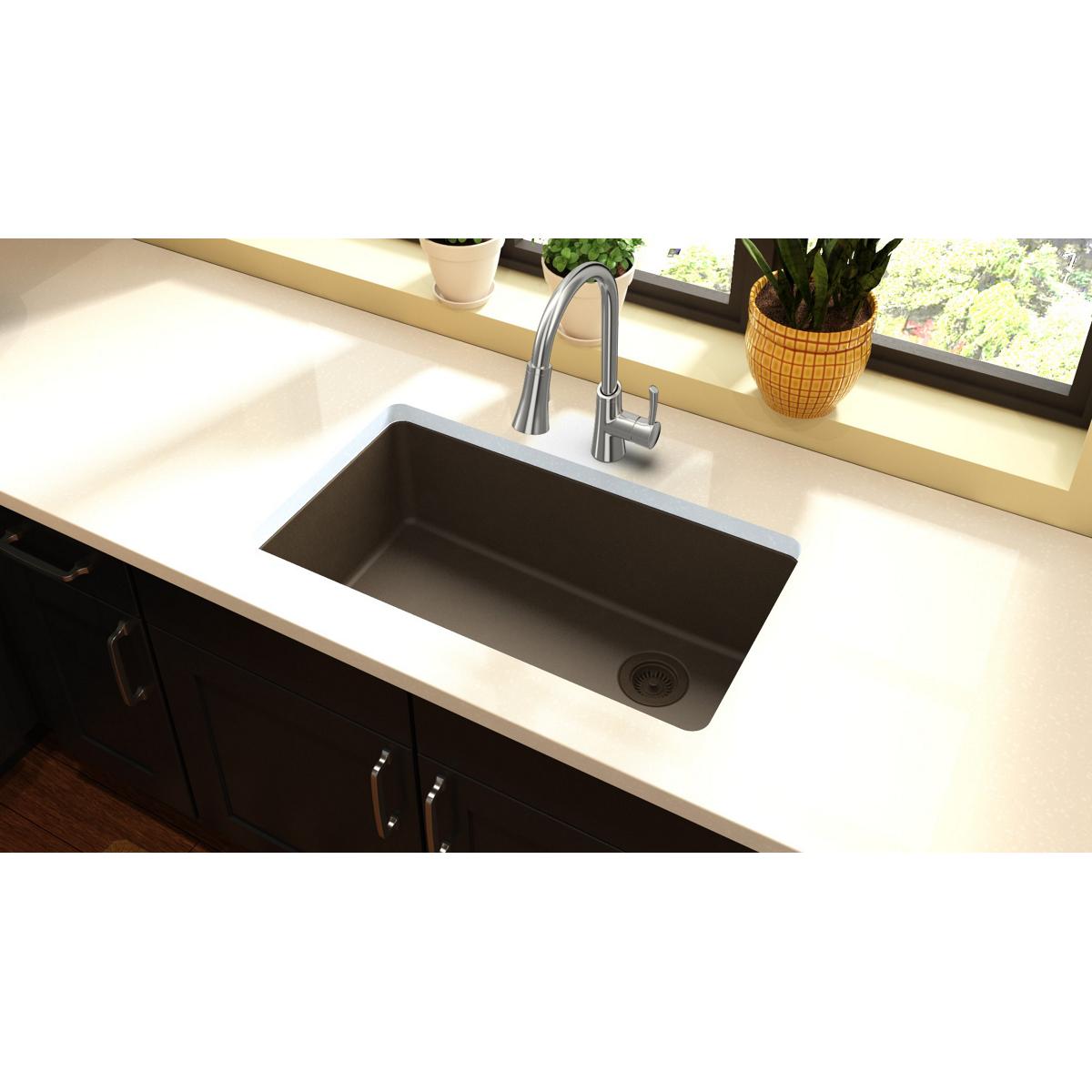 Elkay ELGU13322MC0 Quartz Classic Undermount 33.0-in x 18.75-in Quartz Single bowl Kitchen Sink