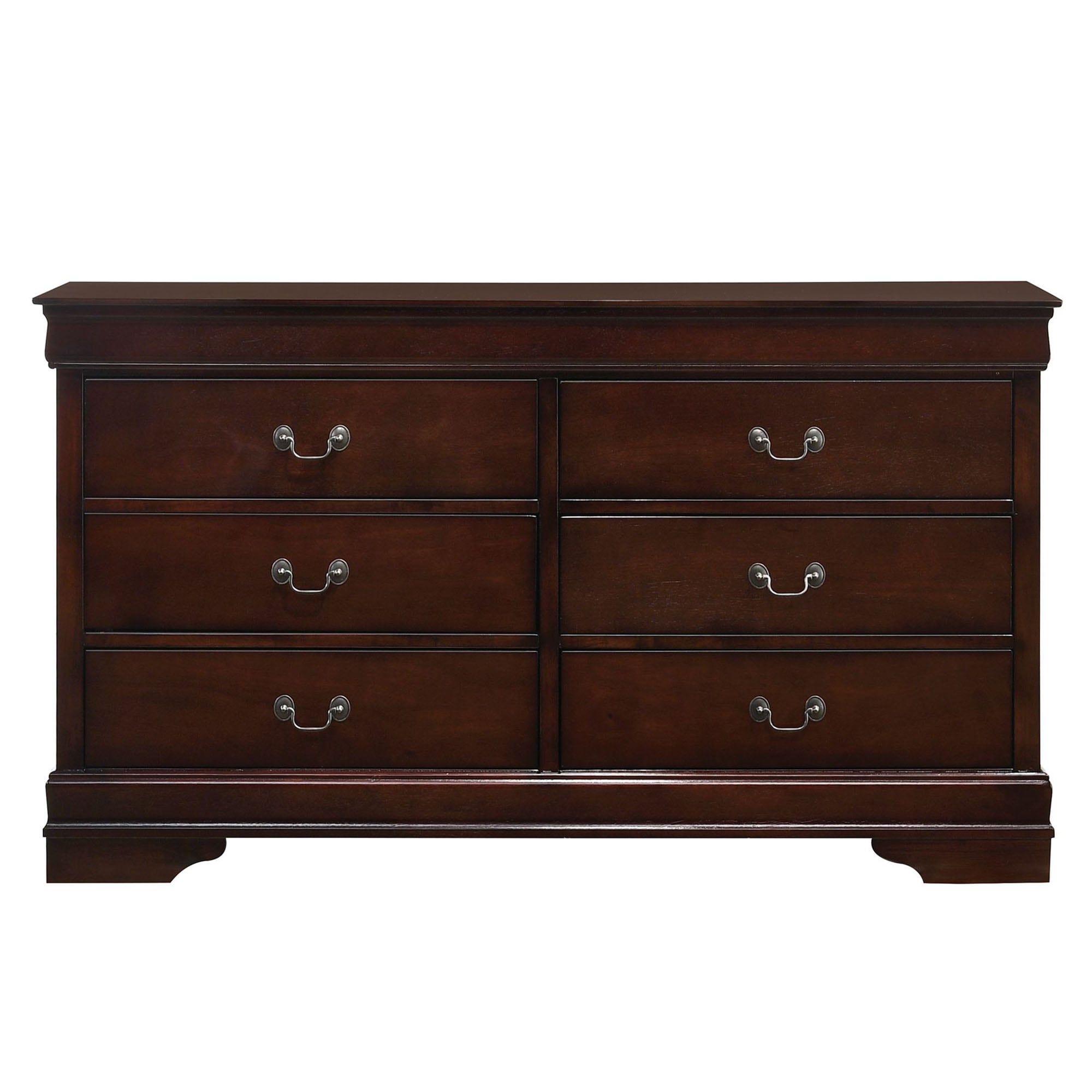 Ellington Cherry Rubberwood 6-Drawer Double Dresser with Mirror in Red | - Picket House Furnishings B.11455.DR