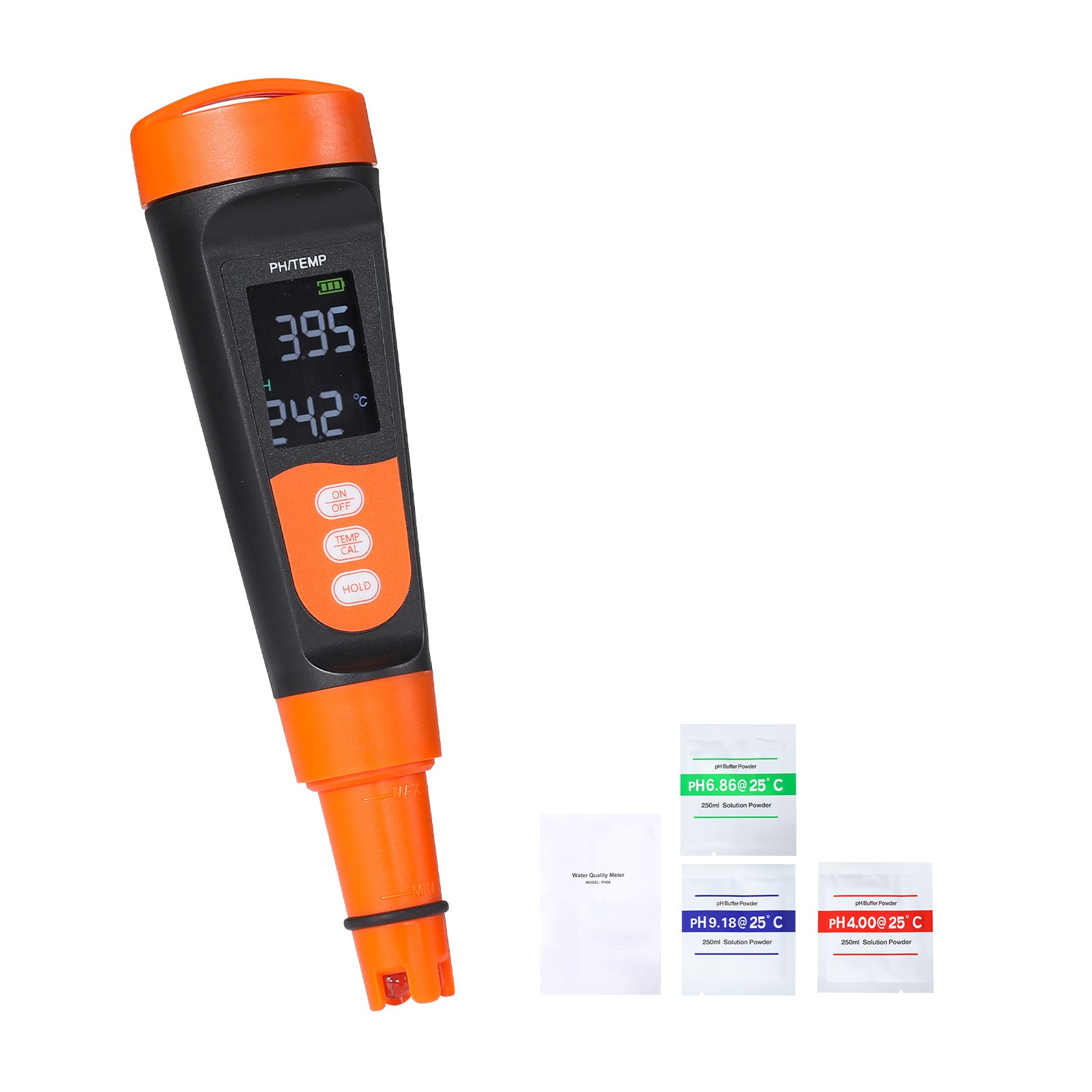 VEVOR pH Meter 0-14 pH Range IP68 Waterproof Probe Pocket Tester Kit with Calibration Powder Packets VA Display Screen for Drinking Water Hydroponics and Aquarium Water Quality Testing