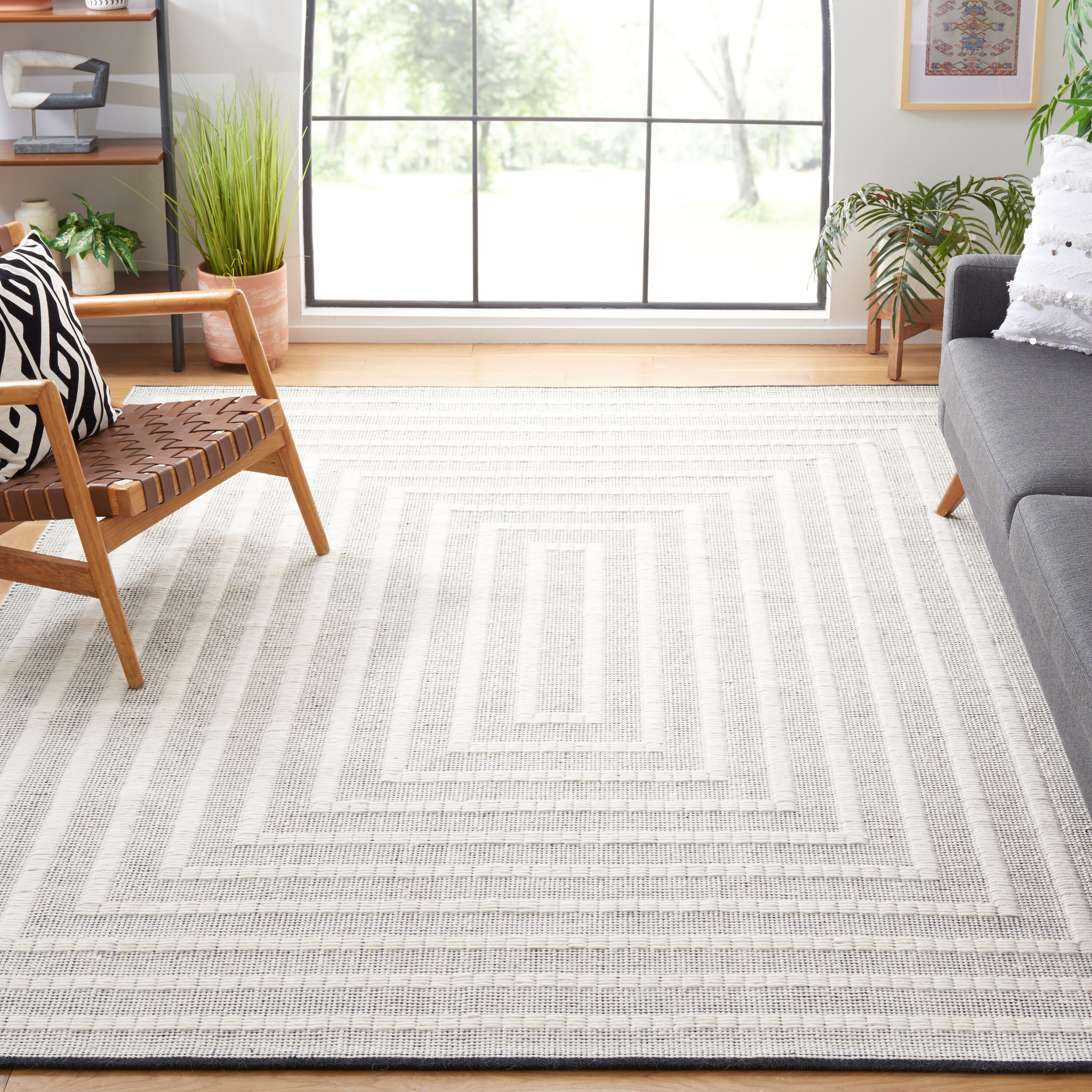  Natura 226 Black/Ivory Contemporary 8ft x 10ft Large Rectangle Rug