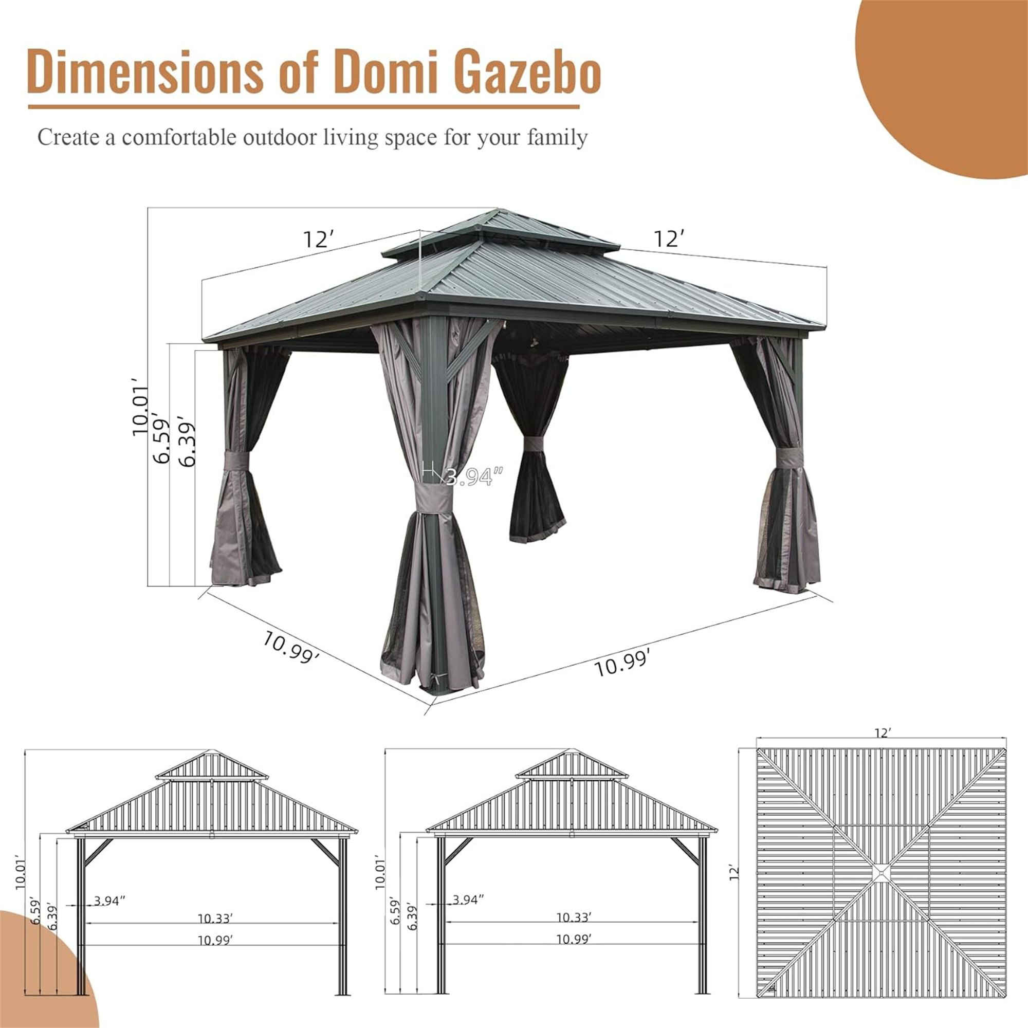 JIMSMAISON BOCPCG30GR Wood-Resin-Gazebos - View #2