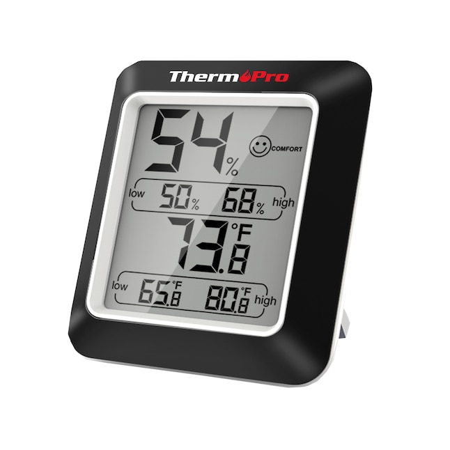 ThermoPro Digital Wireless Indoor or Outdoor Black Hygrometer and