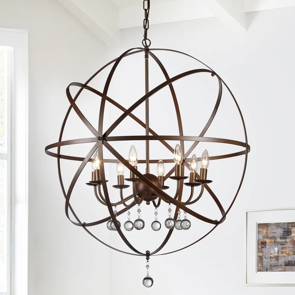 Aurelia 31'' Bronze Globe Chandelier with Crystal Accents