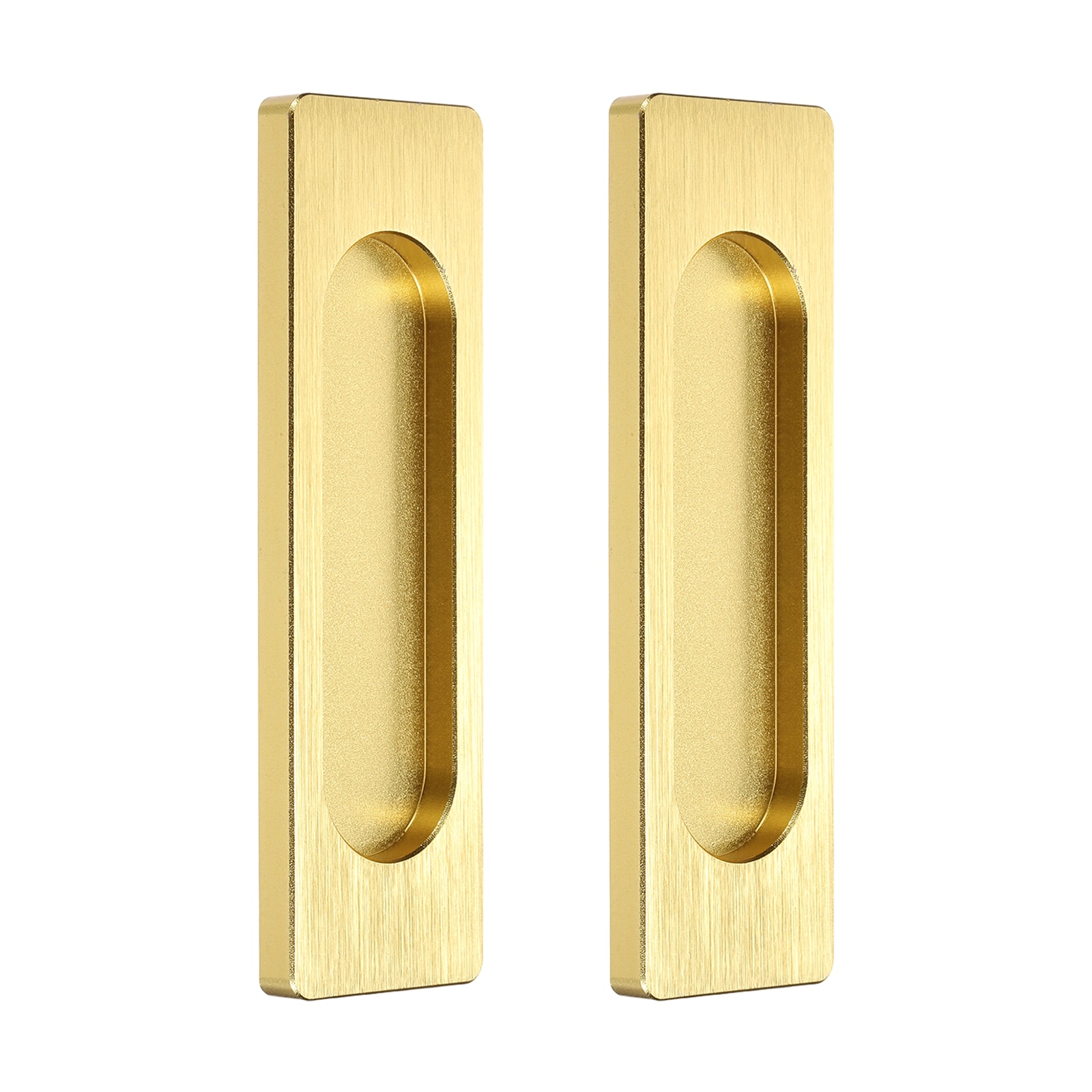 Unique Bargains - 2pcs Self-Stick Sliding Door Pulls 4 Inch Aluminum Alloy Recessed Finger Flush ...