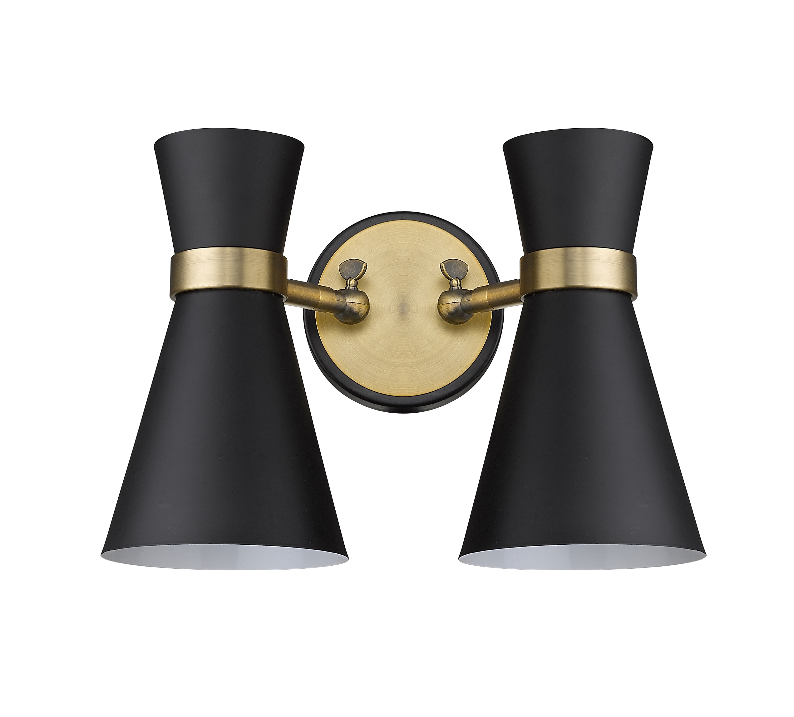 Soriano Matte Black and Brass Twin Light Wall Sconce