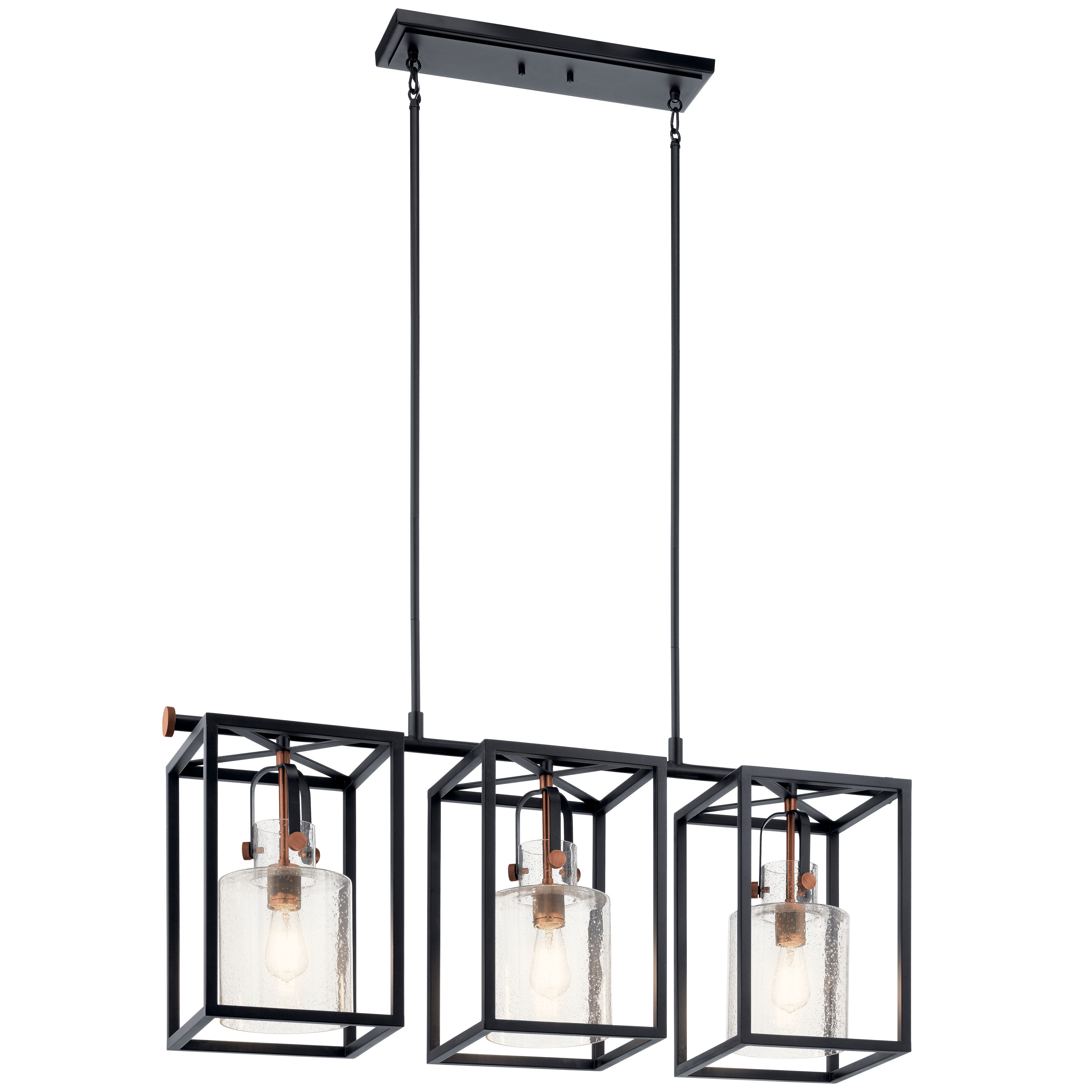 Kichler 52033BK Kitner 3-Light Black and Antique Copper Industrial Dry Rated Chandelier